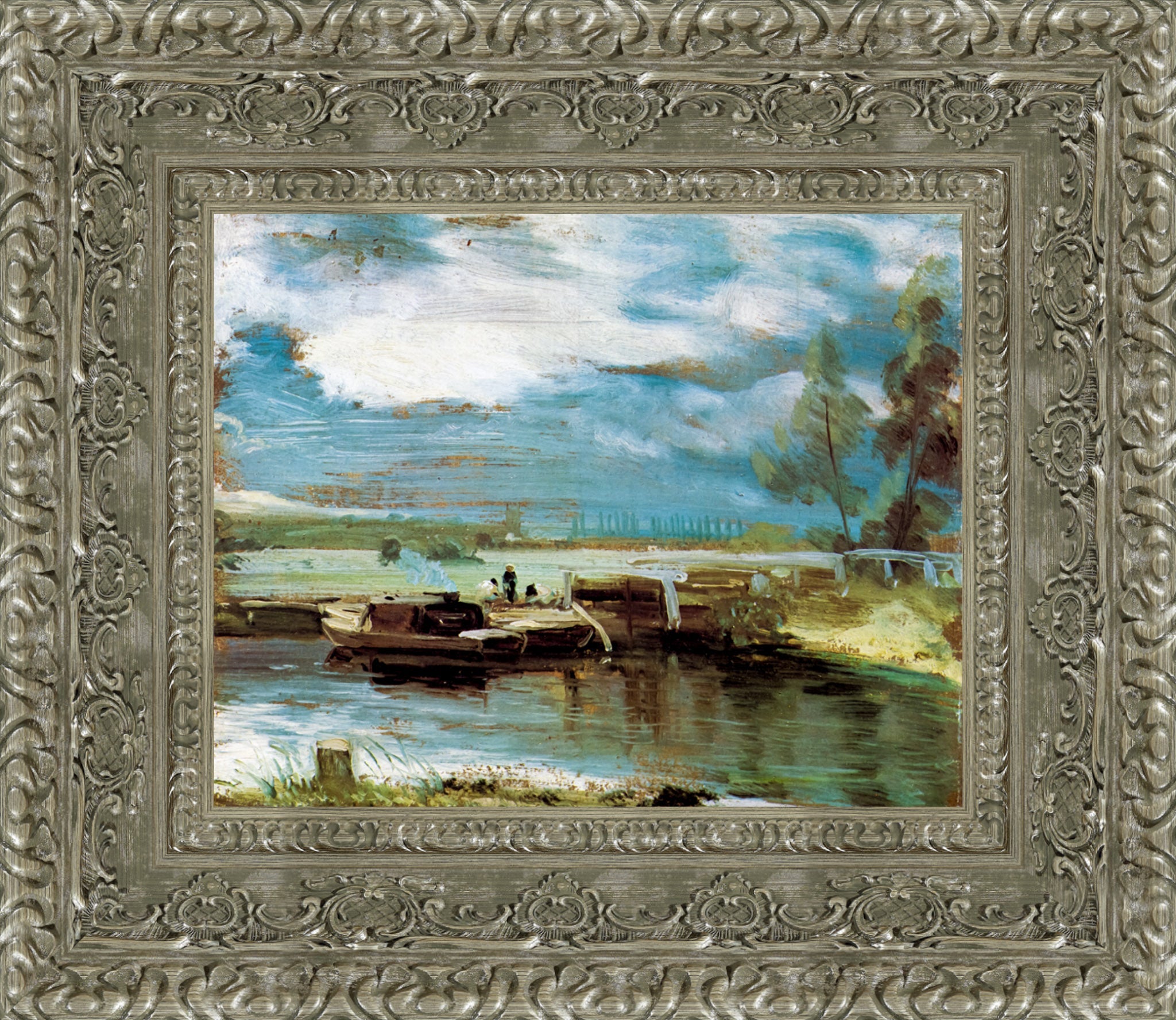 Barges on the Stour at Flatford Lock – John Constable, c. 1810–12 - Canvas Classics