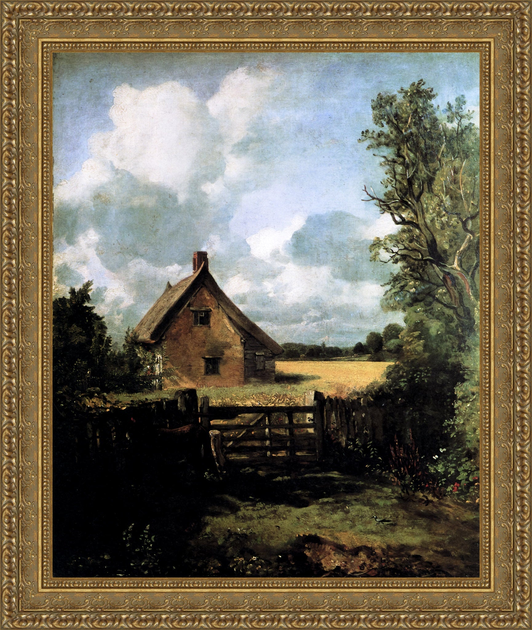 Cottage in a Cornfield by John Constable — Framed Giclee Canvas Print | Canvas Classics