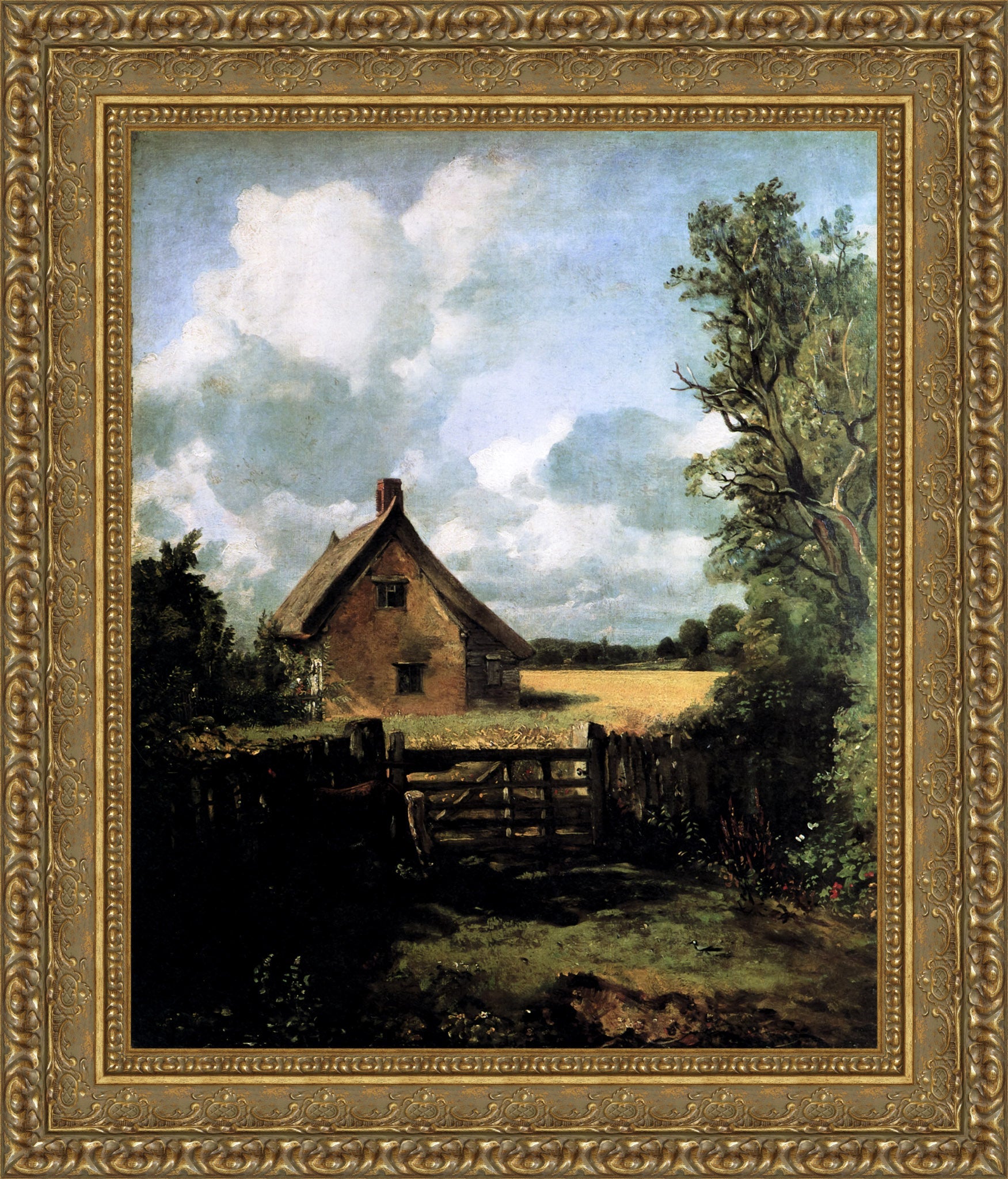 Cottage in a Cornfield by John Constable — Framed Giclee Canvas Print | Canvas Classics
