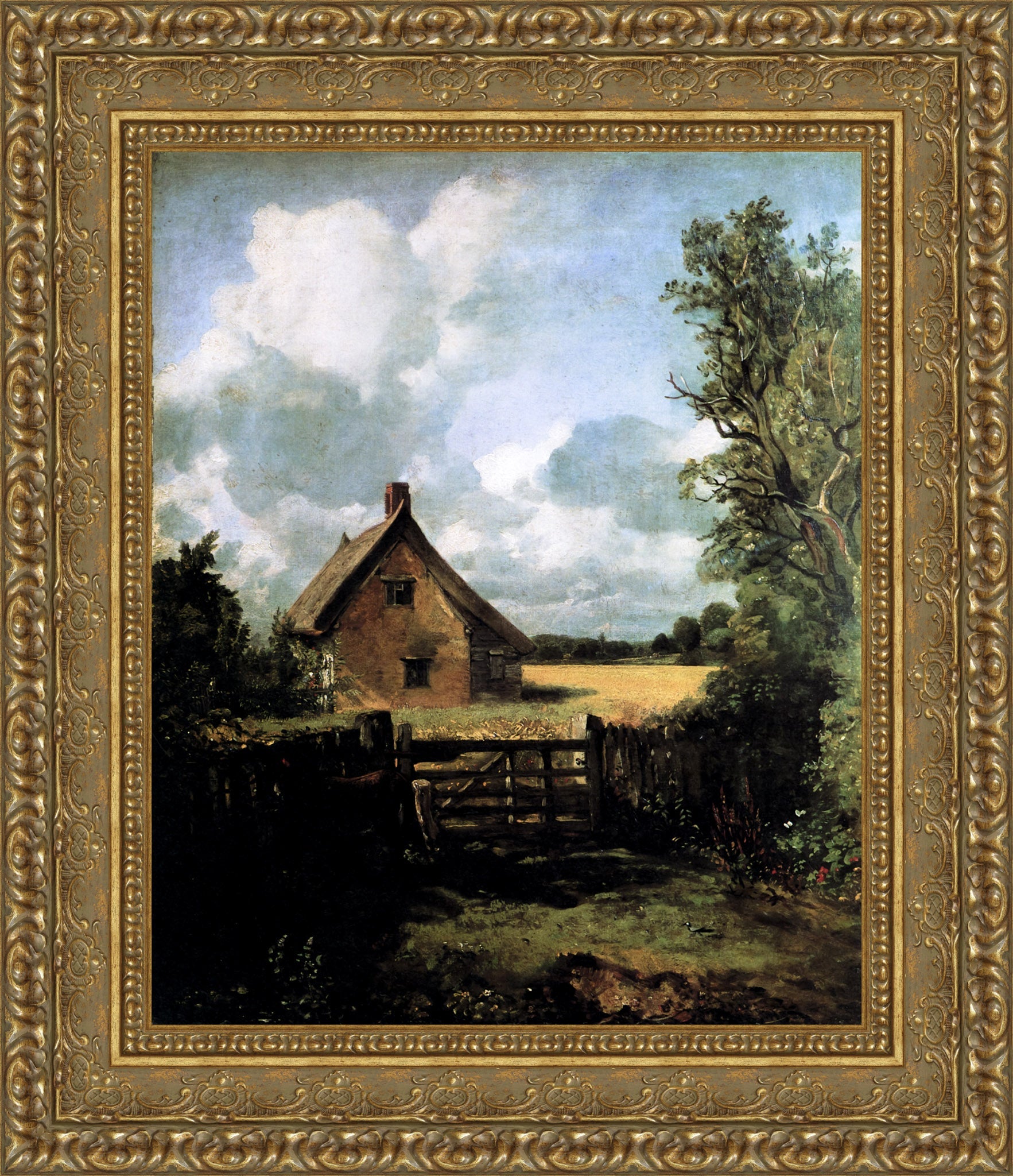 Cottage in a Cornfield by John Constable — Framed Giclee Canvas Print | Canvas Classics