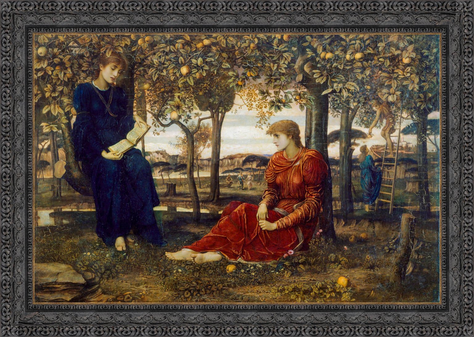 A Story Book by John Melhuish Strudwick — Framed Giclee Canvas Print | Canvas Classics