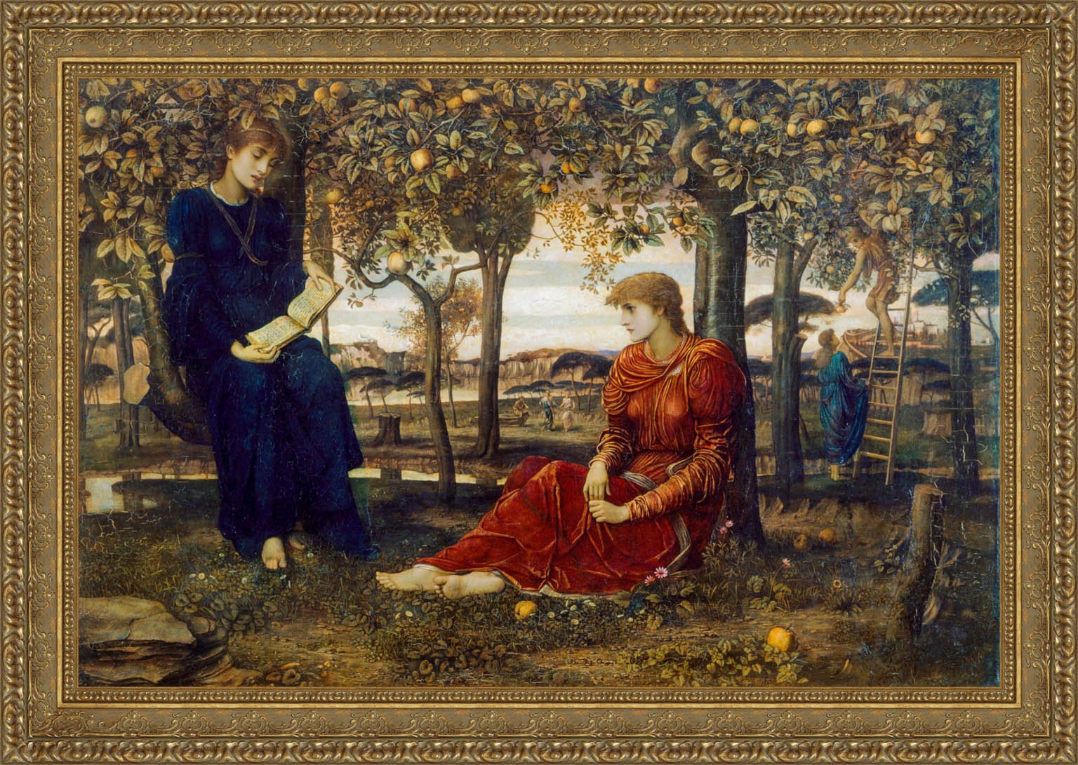 A Story Book by John Melhuish Strudwick — Framed Giclee Canvas Print | Canvas Classics