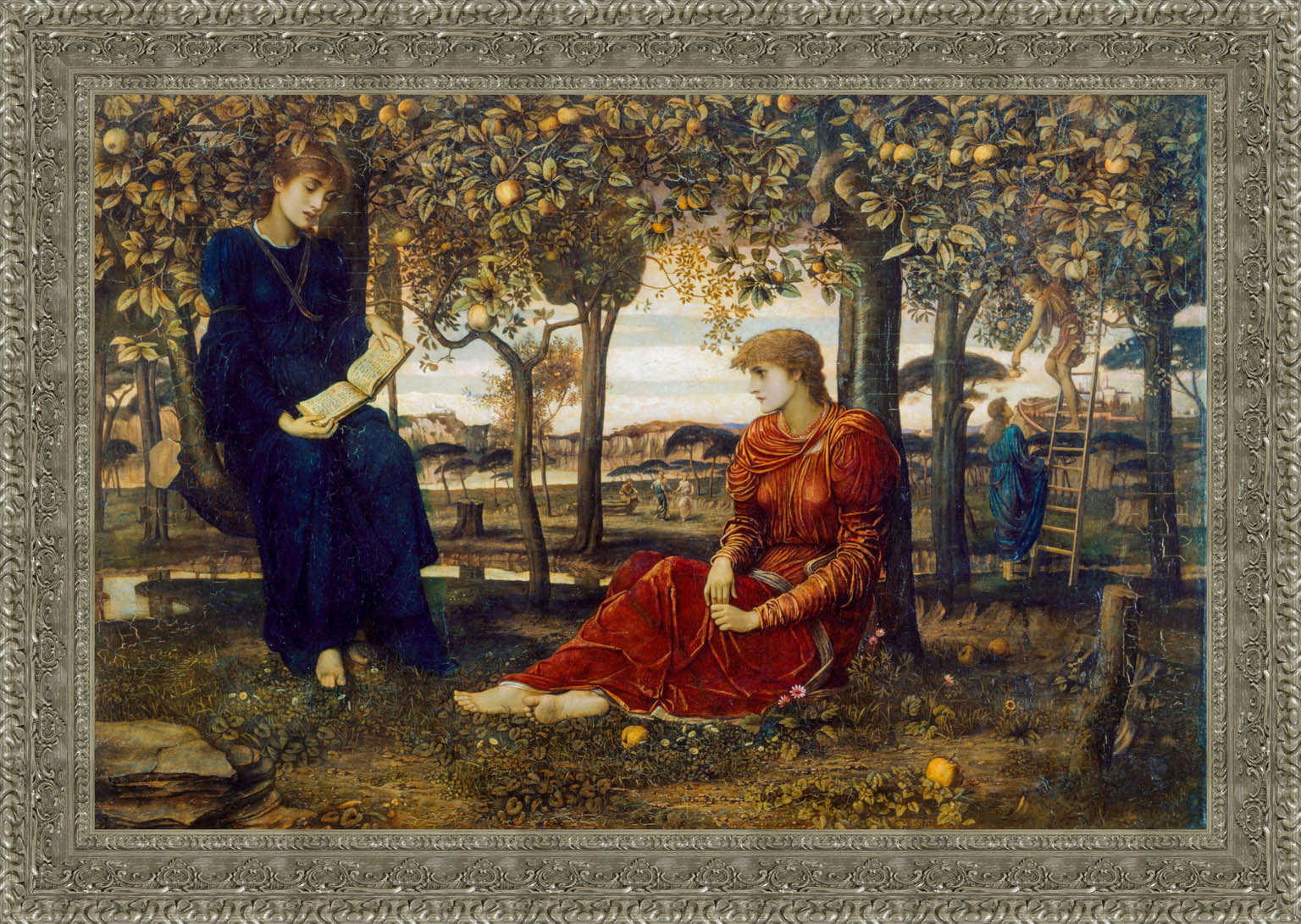 A Story Book by John Melhuish Strudwick — Framed Giclee Canvas Print | Canvas Classics