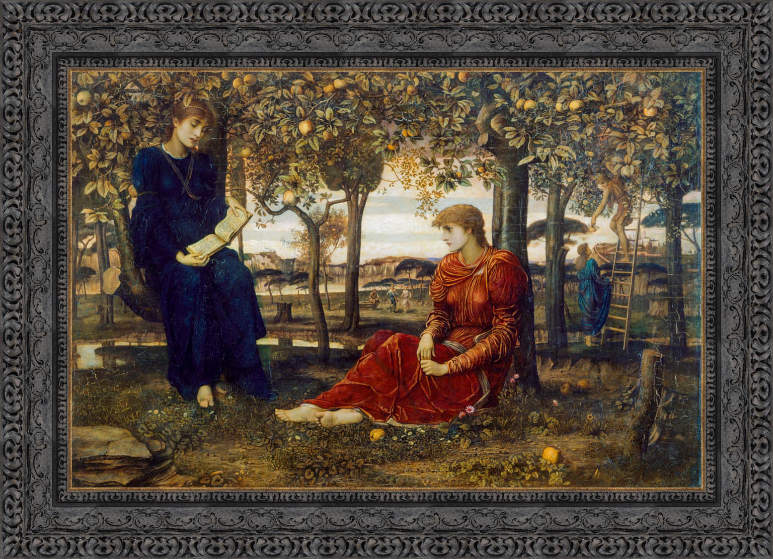 A Story Book by John Melhuish Strudwick — Framed Giclee Canvas Print | Canvas Classics