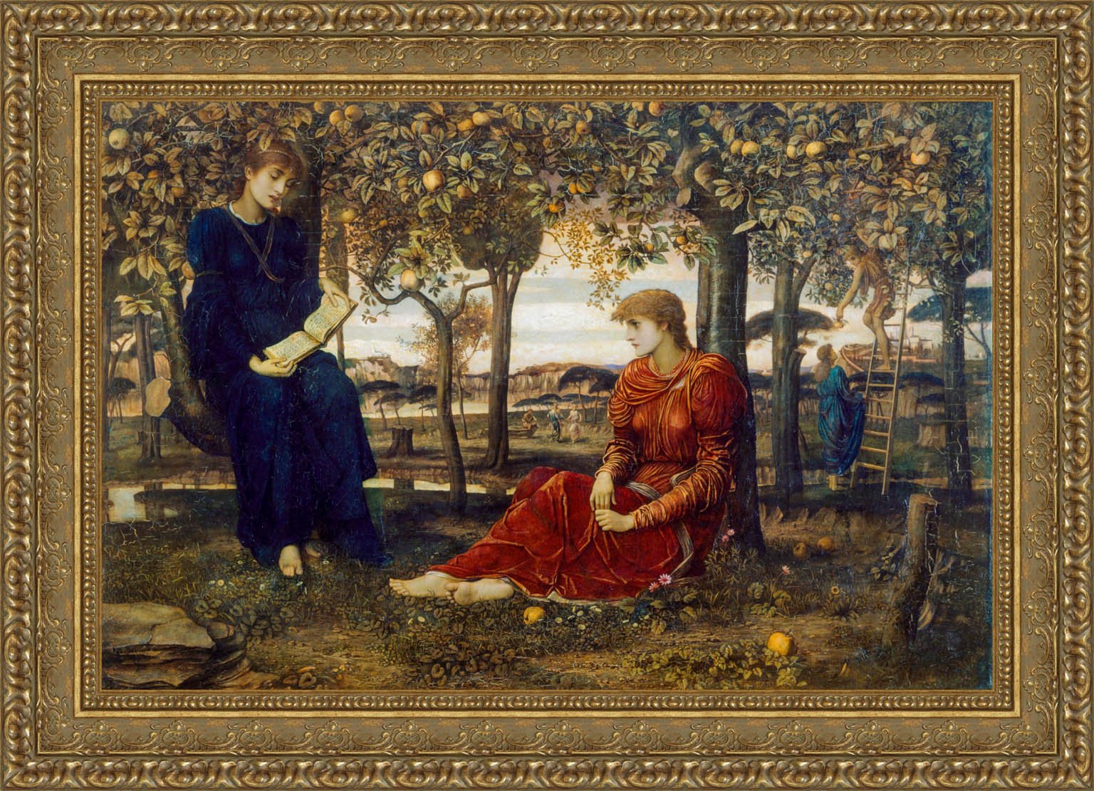 A Story Book by John Melhuish Strudwick — Framed Giclee Canvas Print | Canvas Classics