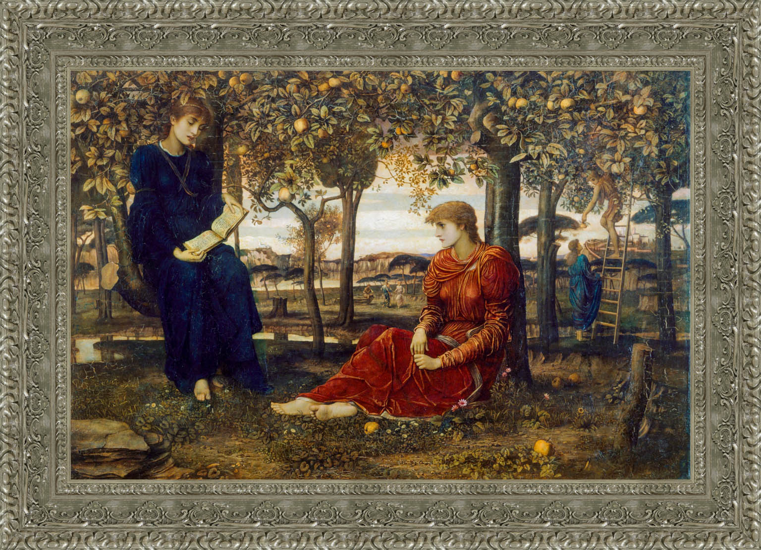 A Story Book by John Melhuish Strudwick — Framed Giclee Canvas Print | Canvas Classics