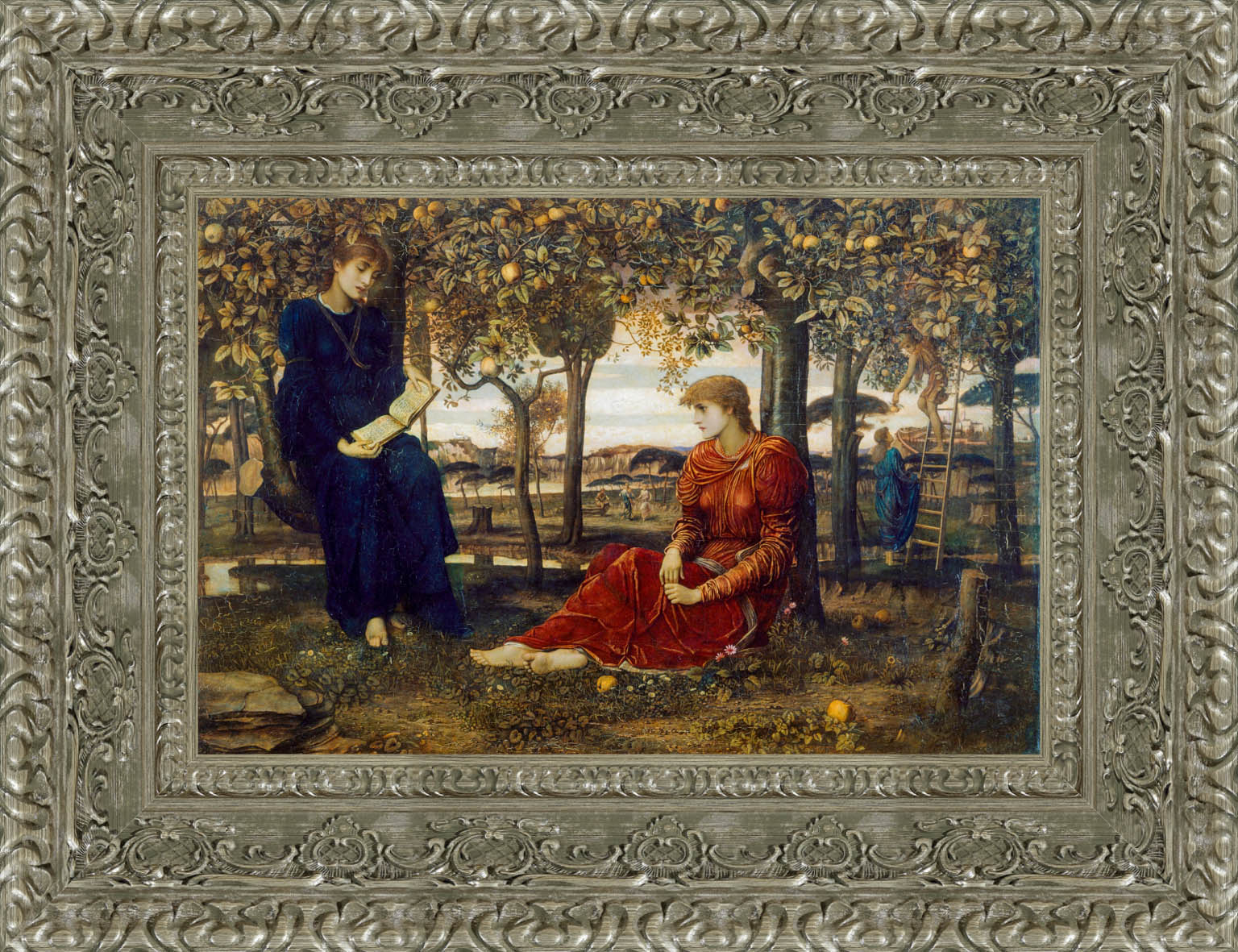 A Story Book by John Melhuish Strudwick — Framed Giclee Canvas Print | Canvas Classics