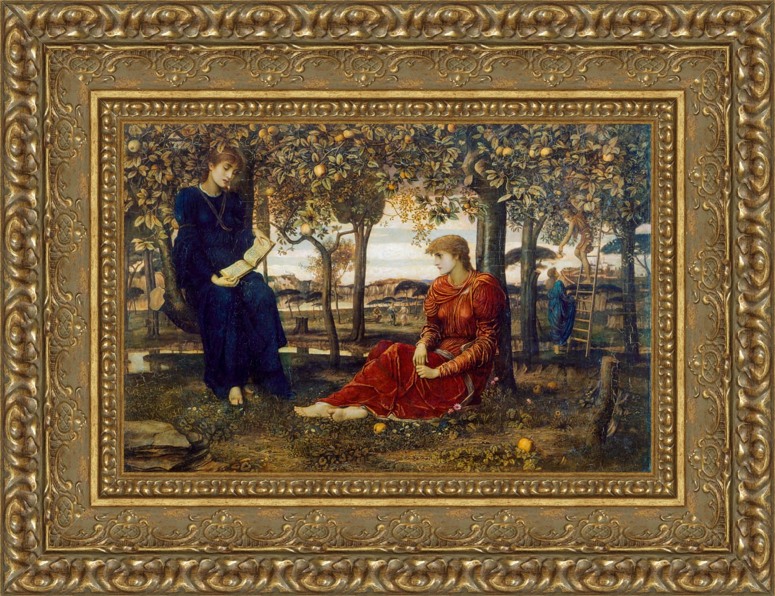 A Story Book by John Melhuish Strudwick — Framed Giclee Canvas Print | Canvas Classics