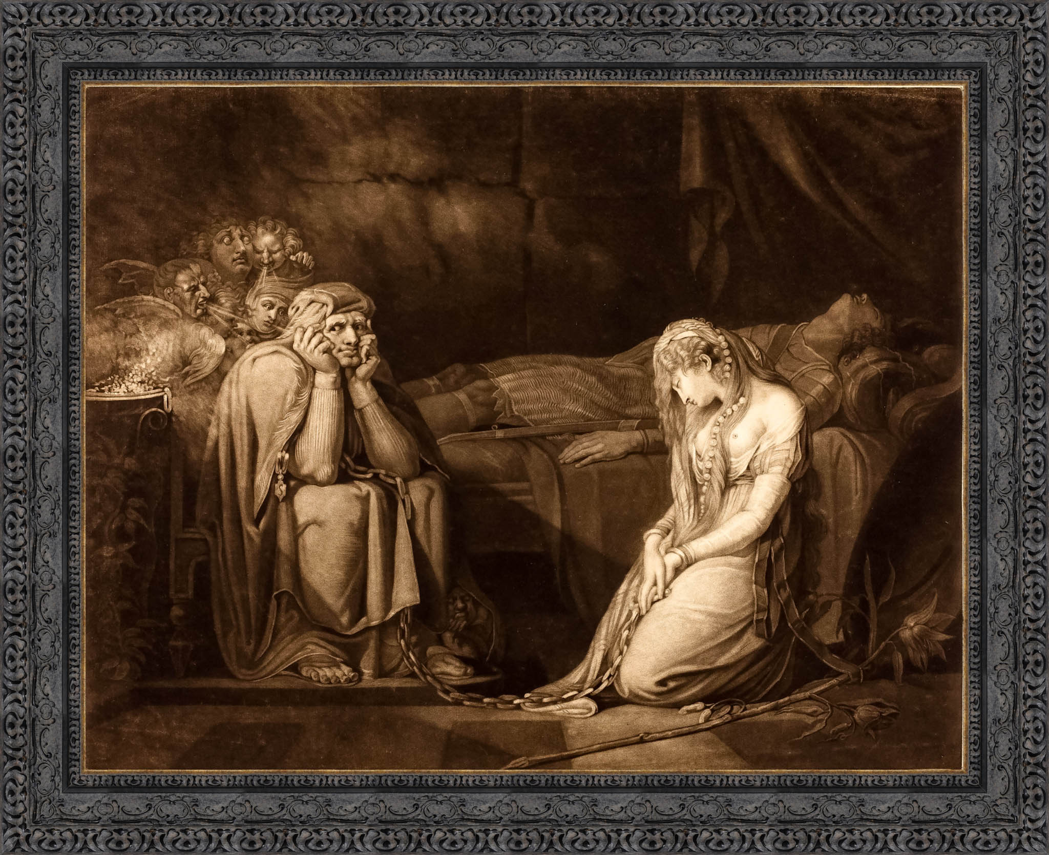 Belisane And Parcival Under The Enchantment Of Urma by John Raphael Smith After Henry Fuseli — Framed Giclee Canvas Print | Canvas Classics
