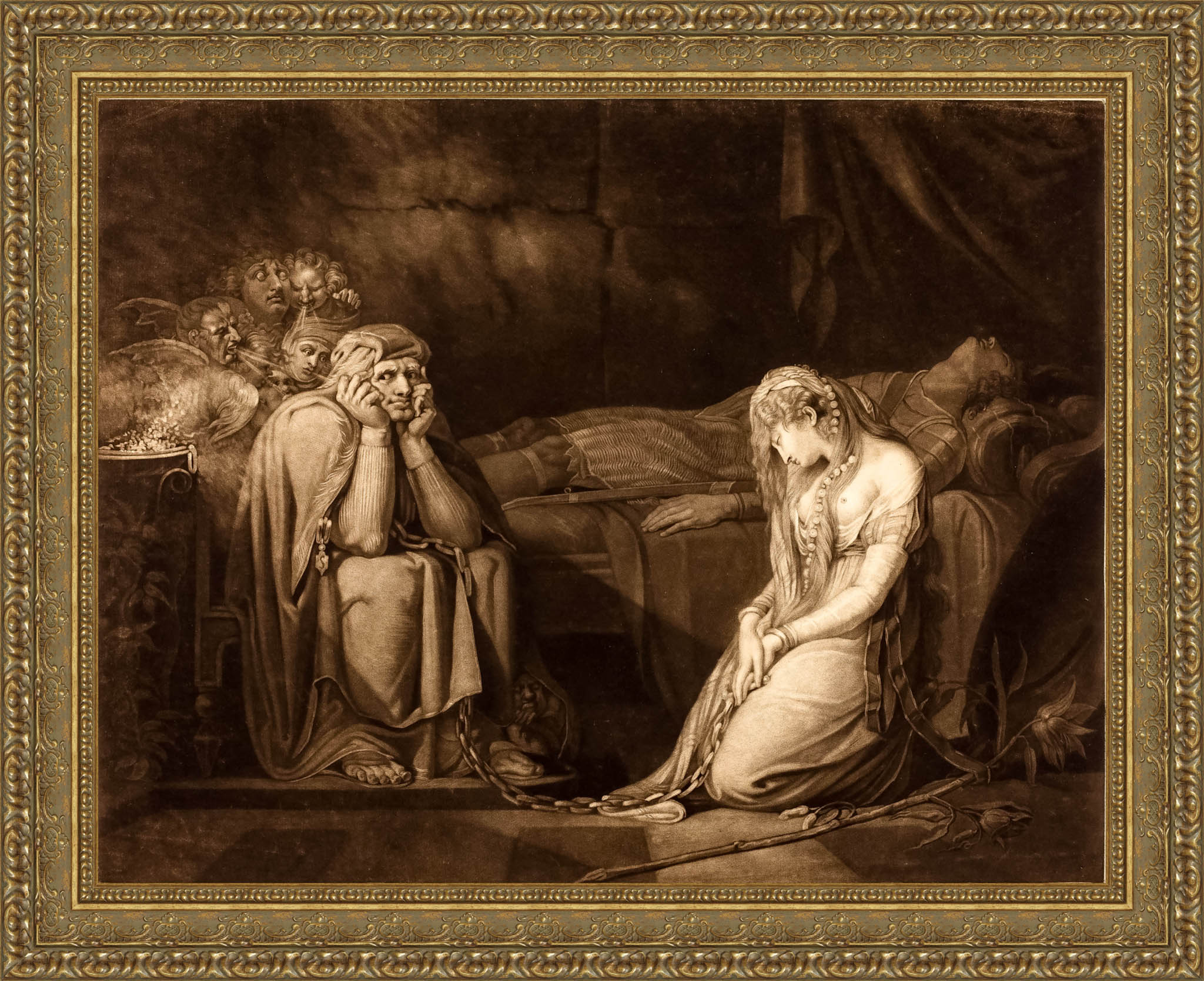 Belisane And Parcival Under The Enchantment Of Urma by John Raphael Smith After Henry Fuseli — Framed Giclee Canvas Print | Canvas Classics