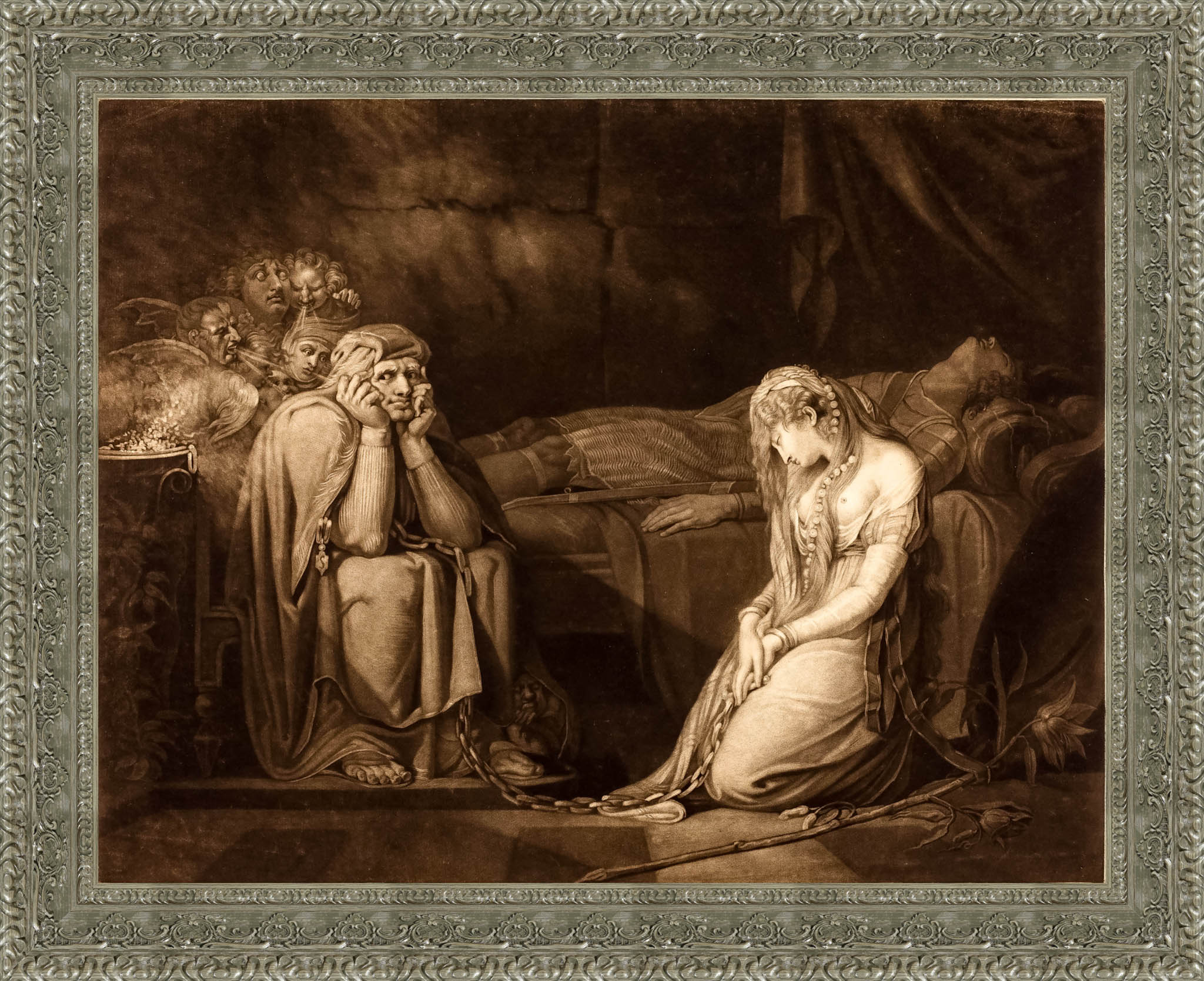 Belisane And Parcival Under The Enchantment Of Urma by John Raphael Smith After Henry Fuseli — Framed Giclee Canvas Print | Canvas Classics