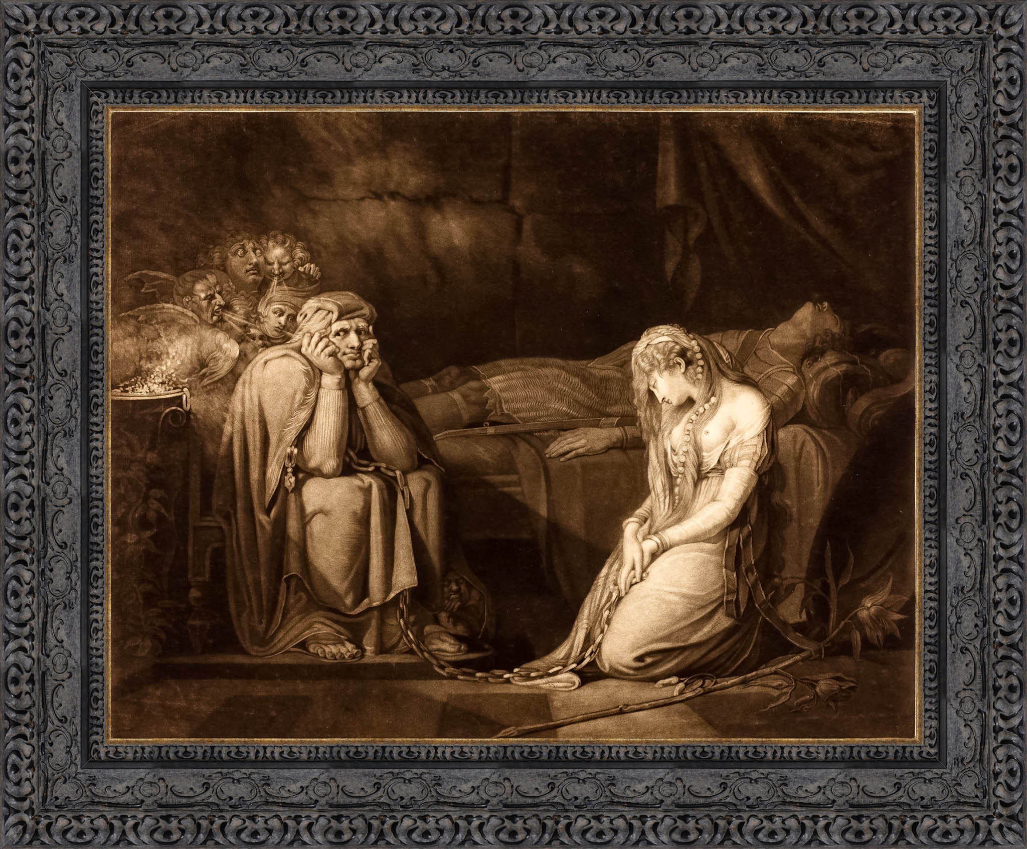 Belisane And Parcival Under The Enchantment Of Urma by John Raphael Smith After Henry Fuseli — Framed Giclee Canvas Print | Canvas Classics