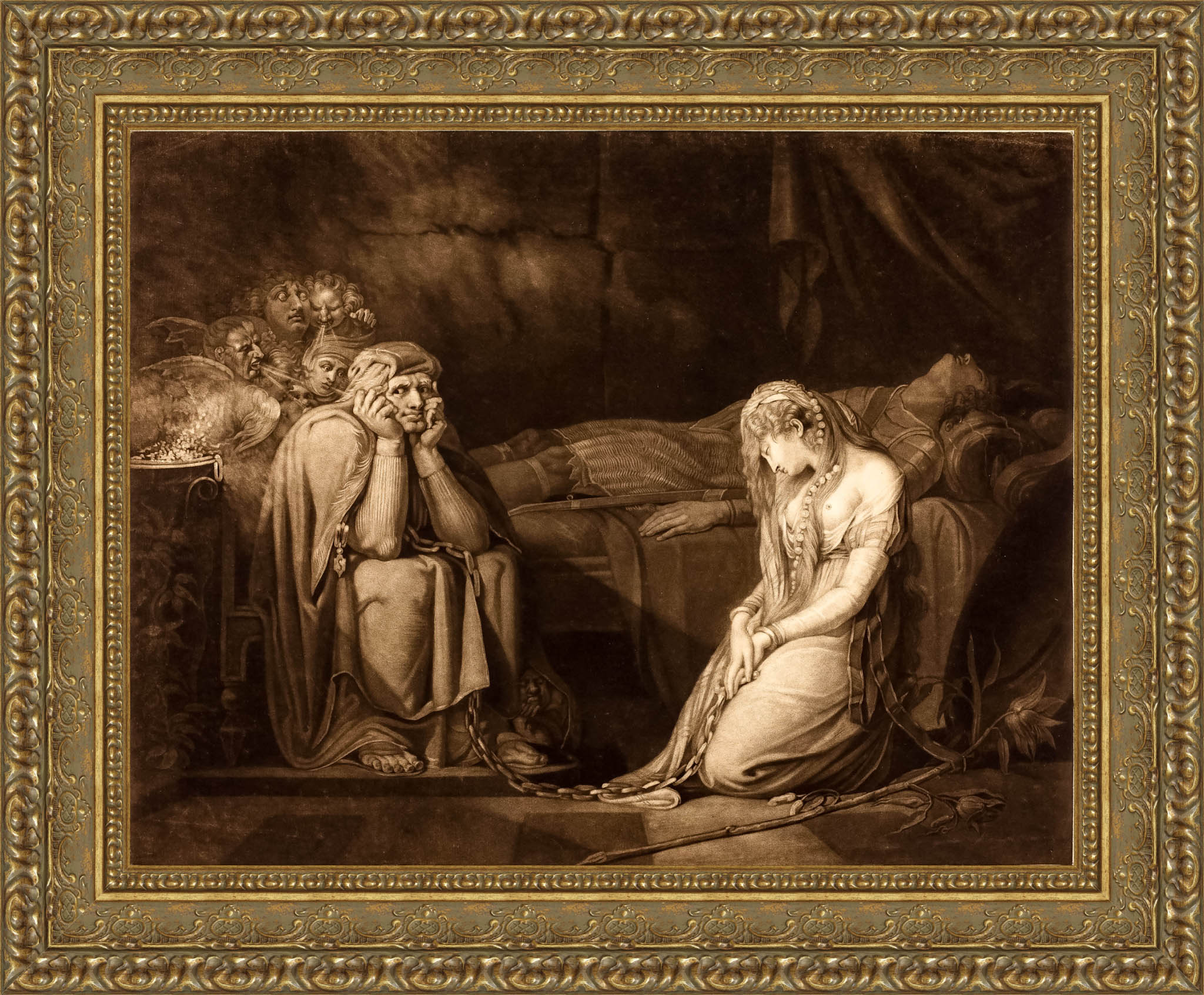 Belisane And Parcival Under The Enchantment Of Urma by John Raphael Smith After Henry Fuseli — Framed Giclee Canvas Print | Canvas Classics