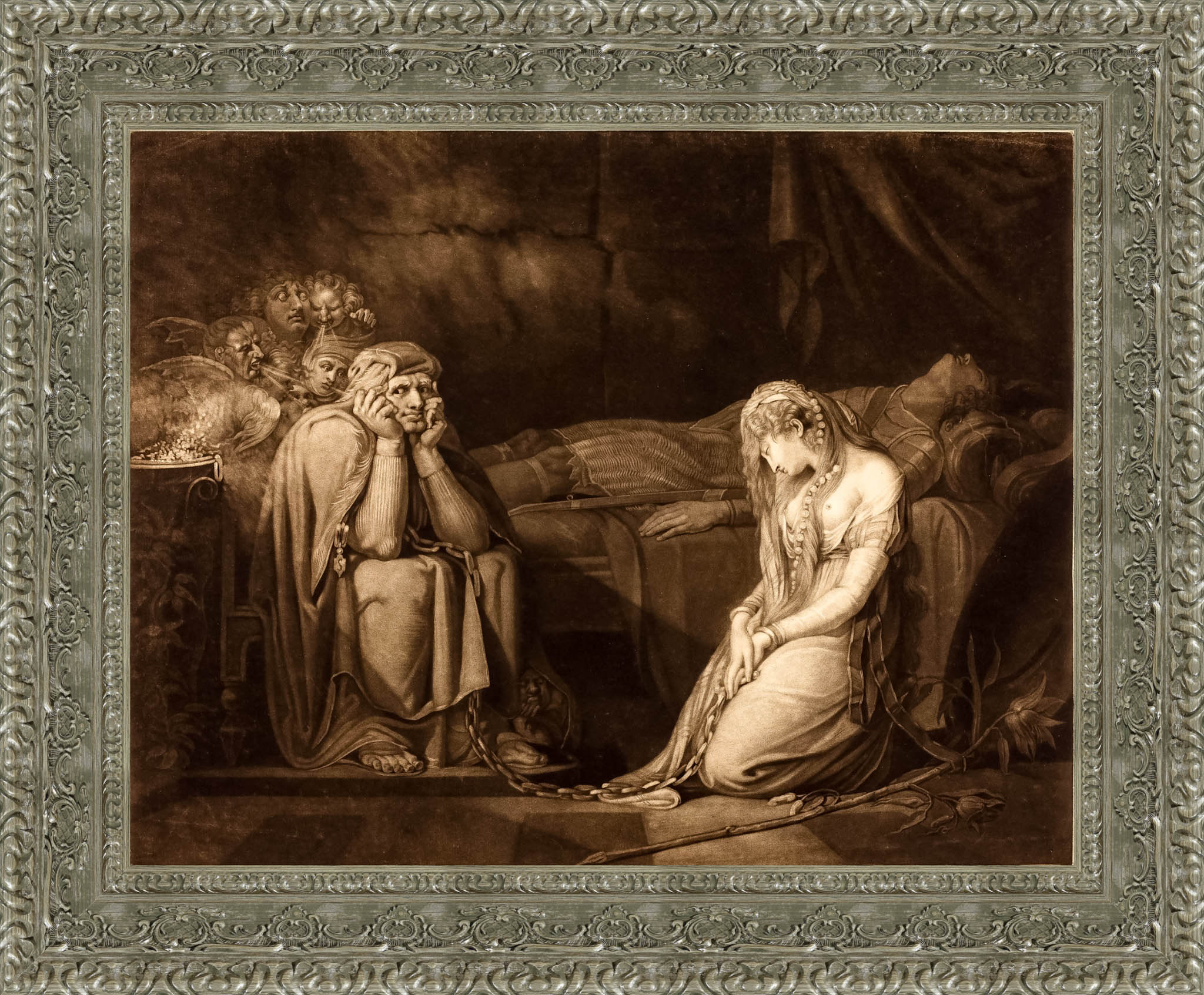 Belisane And Parcival Under The Enchantment Of Urma by John Raphael Smith After Henry Fuseli — Framed Giclee Canvas Print | Canvas Classics