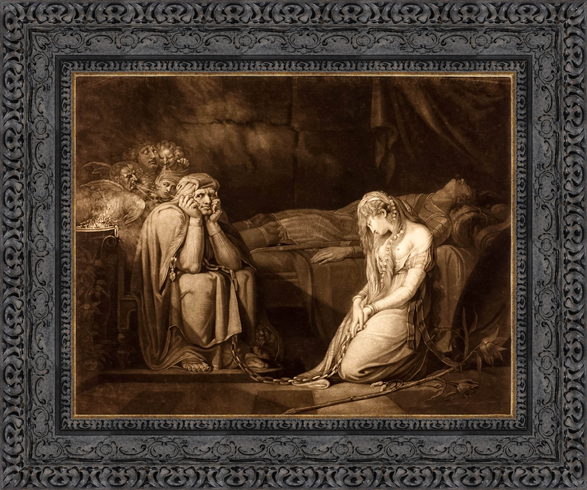 Belisane And Parcival Under The Enchantment Of Urma by John Raphael Smith After Henry Fuseli — Framed Giclee Canvas Print | Canvas Classics
