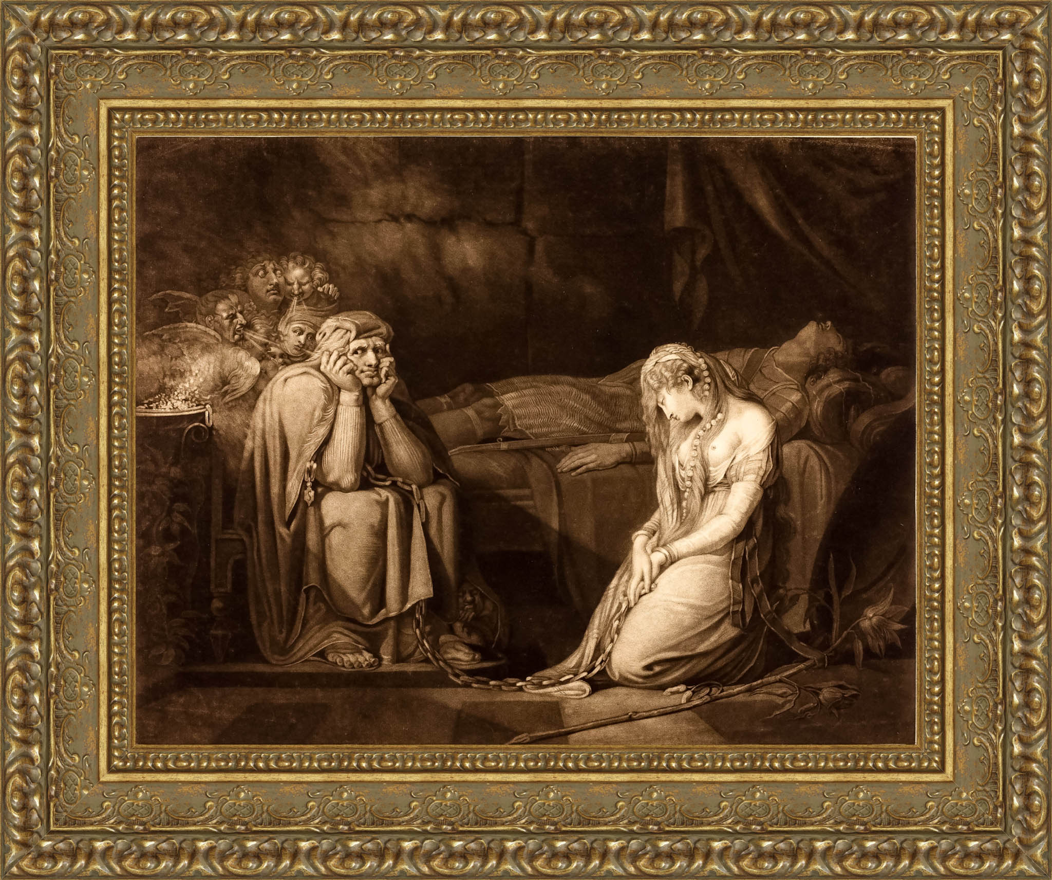 Belisane And Parcival Under The Enchantment Of Urma by John Raphael Smith After Henry Fuseli — Framed Giclee Canvas Print | Canvas Classics
