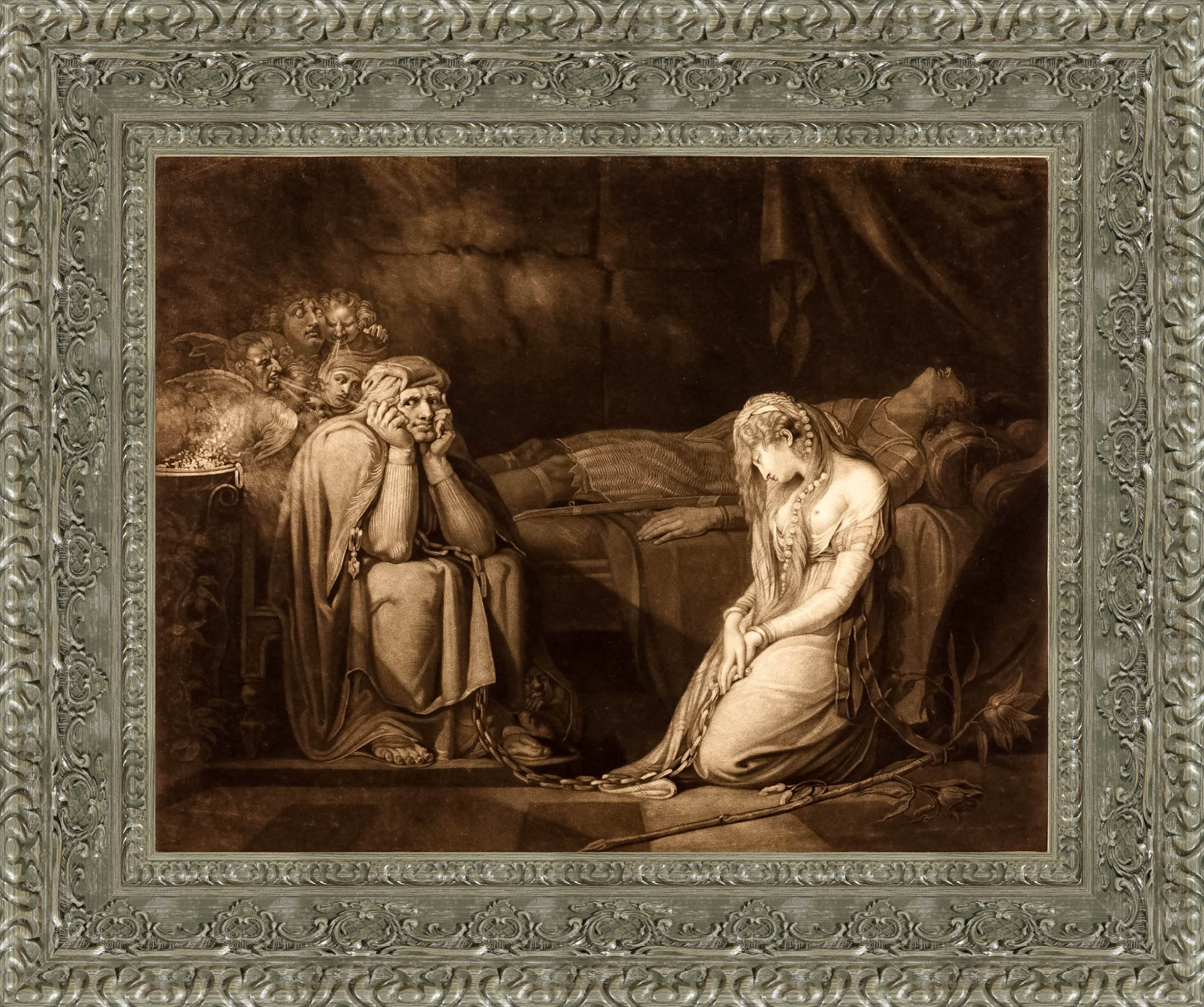 Belisane And Parcival Under The Enchantment Of Urma by John Raphael Smith After Henry Fuseli — Framed Giclee Canvas Print | Canvas Classics
