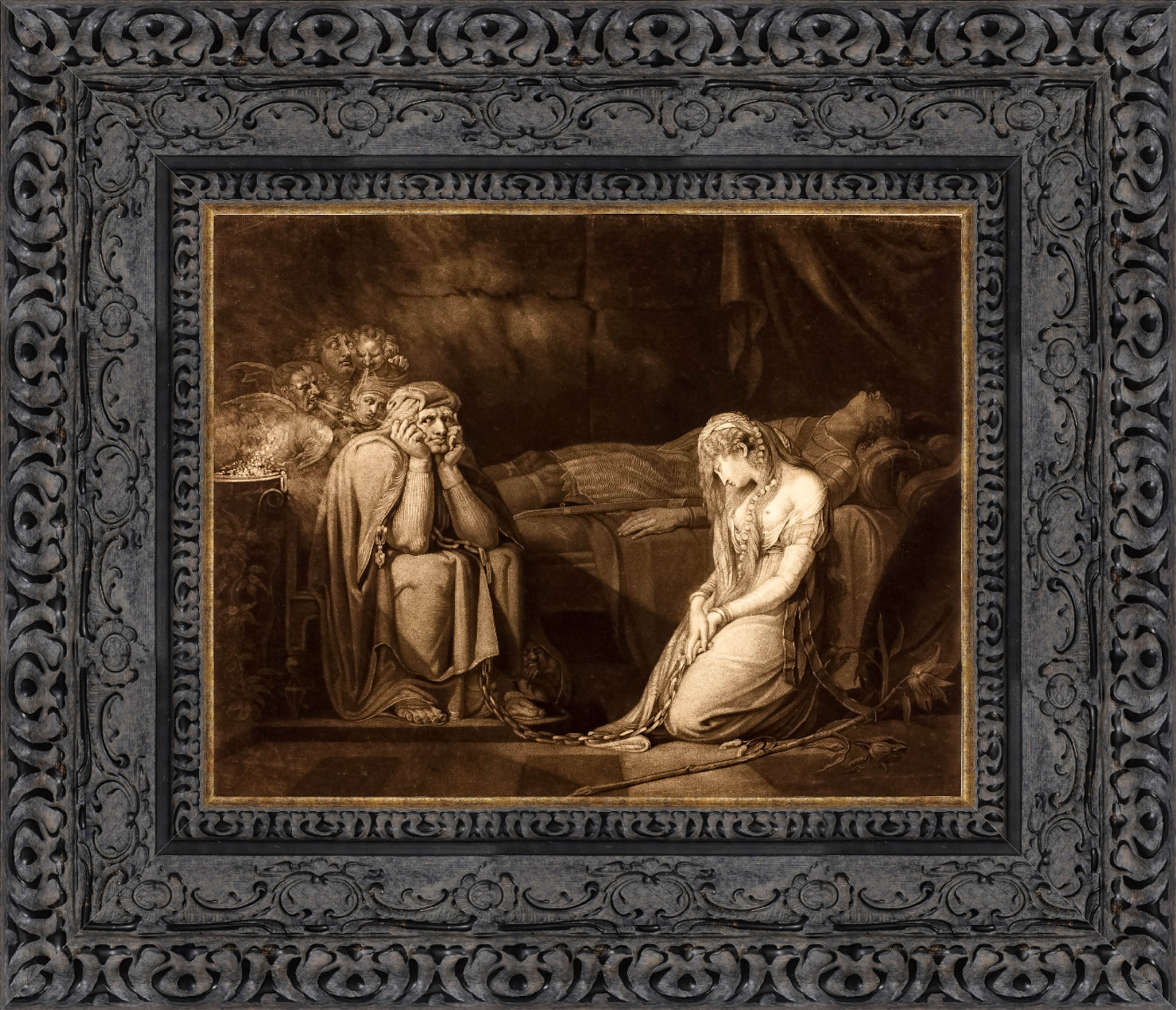 Belisane And Parcival Under The Enchantment Of Urma by John Raphael Smith After Henry Fuseli — Framed Giclee Canvas Print | Canvas Classics
