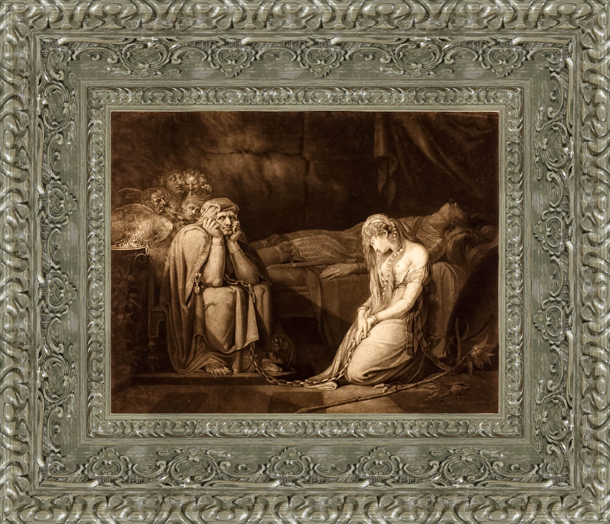 Belisane And Parcival Under The Enchantment Of Urma by John Raphael Smith After Henry Fuseli — Framed Giclee Canvas Print | Canvas Classics