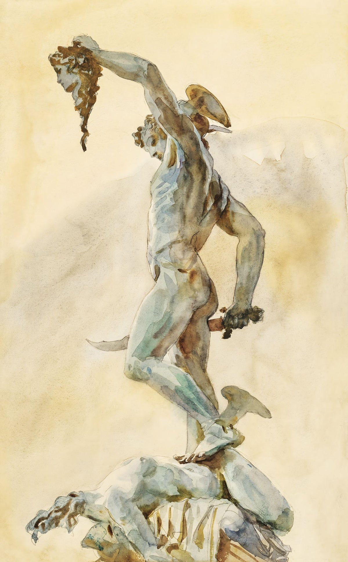 Sketch of Cellini’s Perseus – John Singer Sargent, c. 1909–1910, framed