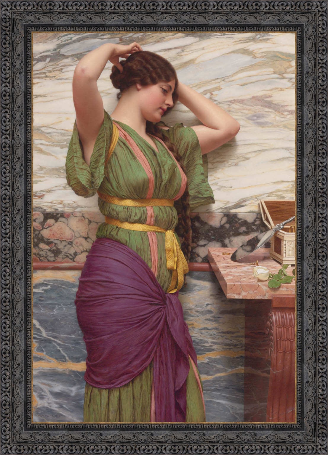A Fair Reflection by John William Godward — Framed Giclee Canvas Print | Canvas Classics