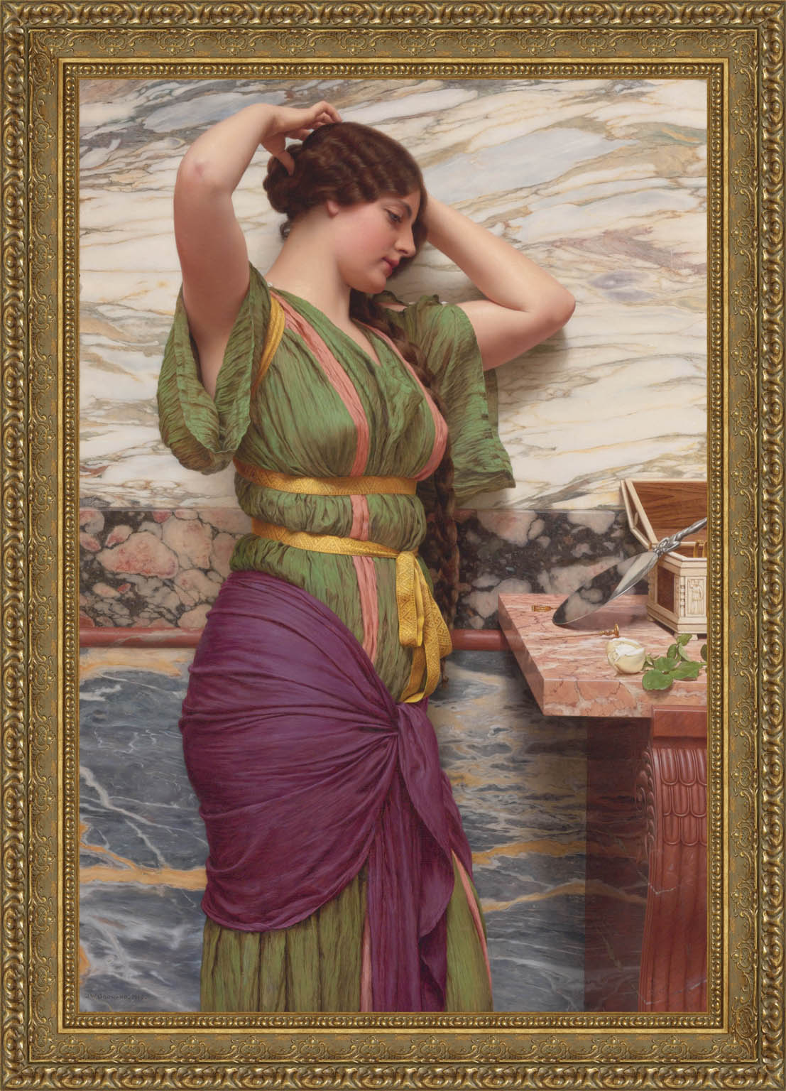A Fair Reflection by John William Godward — Framed Giclee Canvas Print | Canvas Classics
