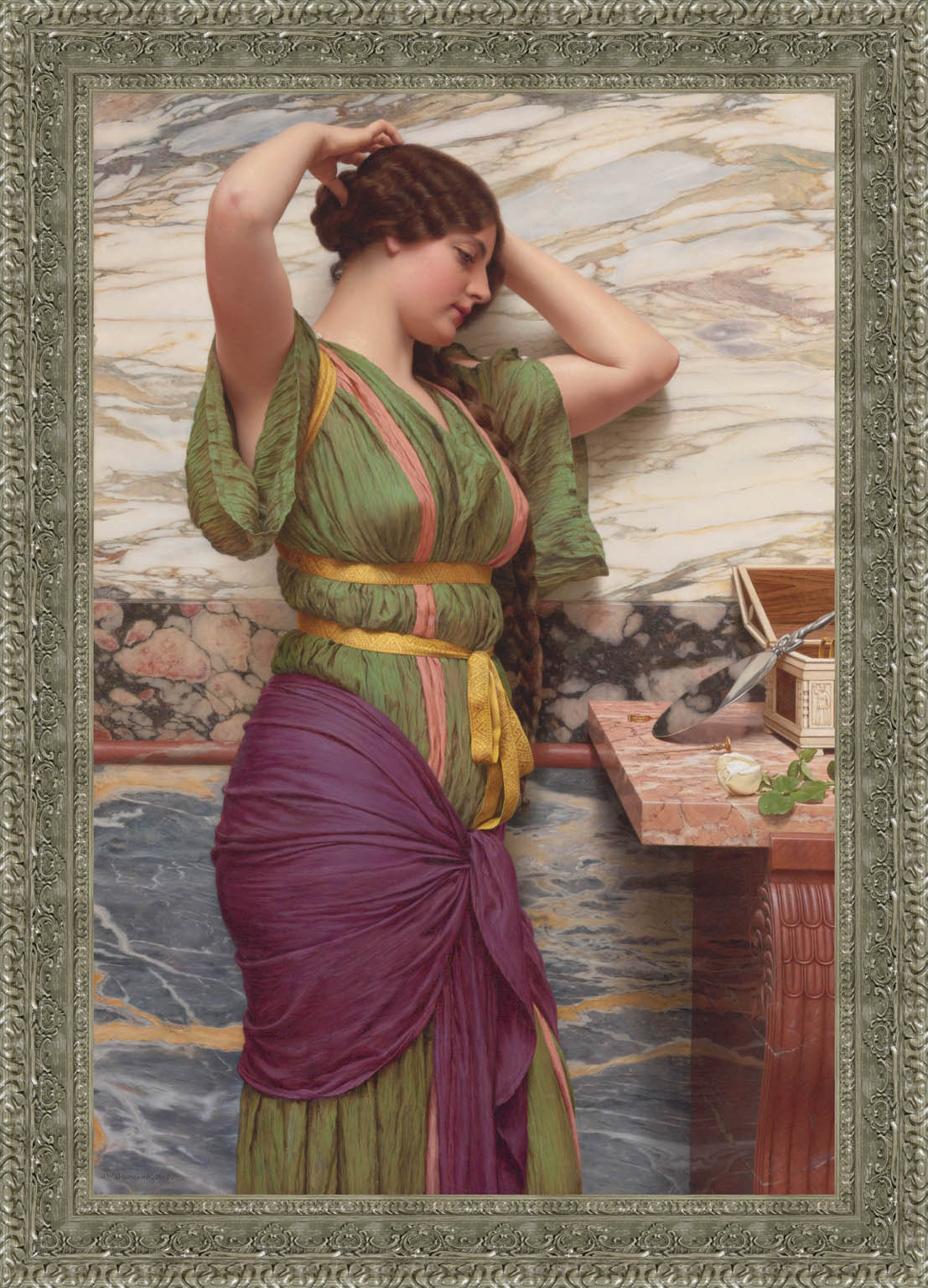 A Fair Reflection by John William Godward — Framed Giclee Canvas Print | Canvas Classics