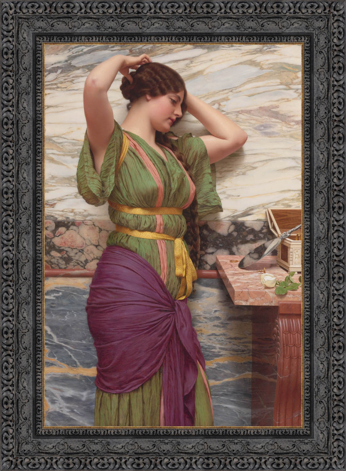 A Fair Reflection by John William Godward — Framed Giclee Canvas Print | Canvas Classics