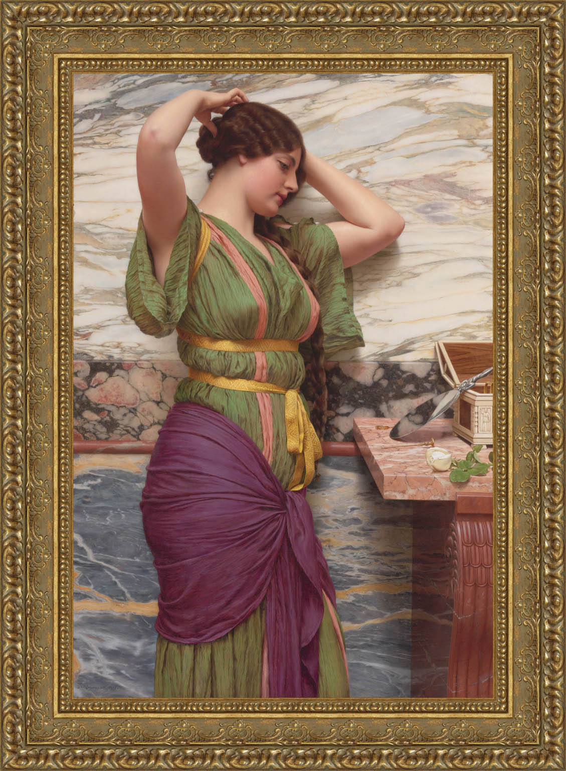 A Fair Reflection by John William Godward — Framed Giclee Canvas Print | Canvas Classics