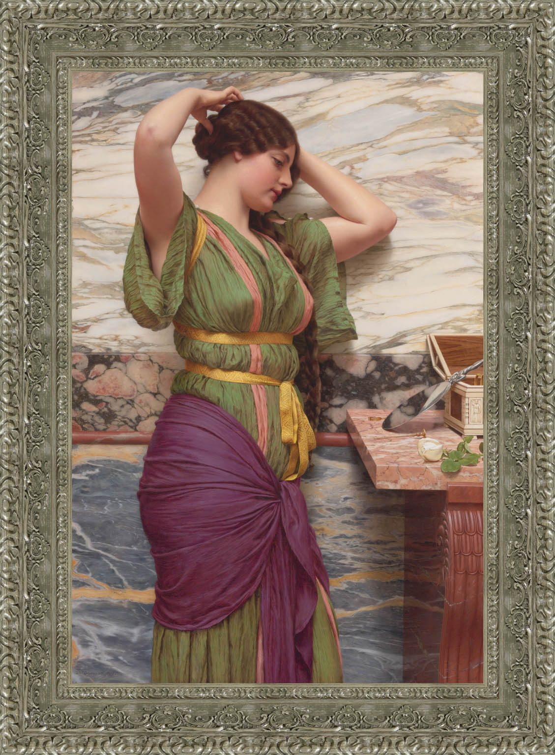 A Fair Reflection by John William Godward — Framed Giclee Canvas Print | Canvas Classics