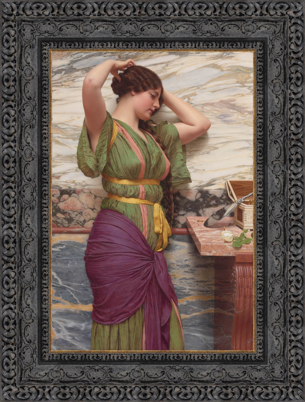 A Fair Reflection by John William Godward — Framed Giclee Canvas Print | Canvas Classics