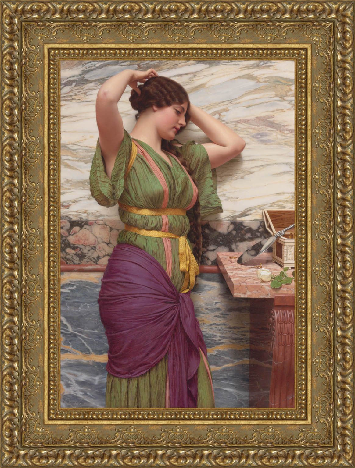 A Fair Reflection by John William Godward — Framed Giclee Canvas Print | Canvas Classics