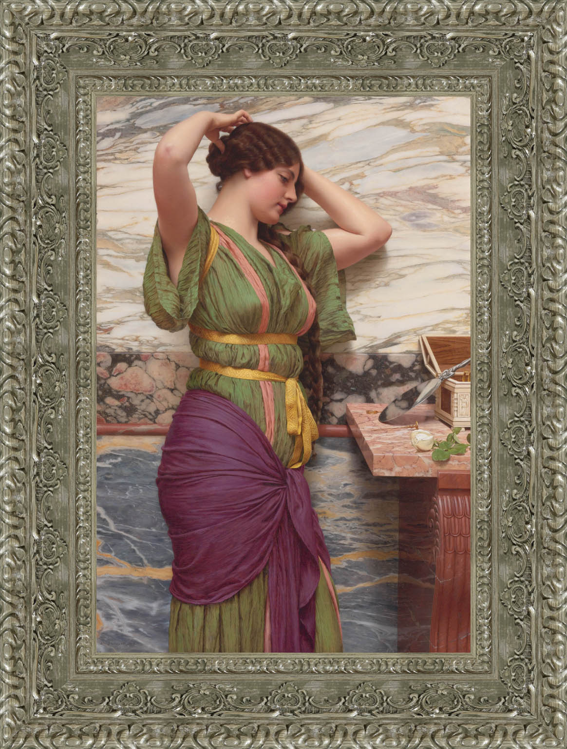 A Fair Reflection by John William Godward — Framed Giclee Canvas Print | Canvas Classics