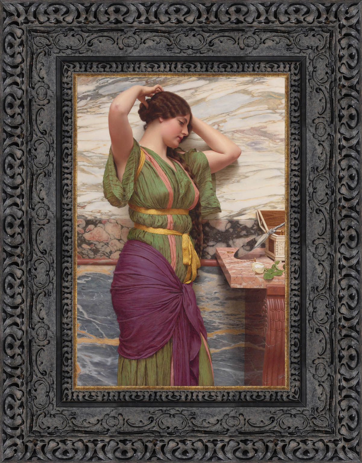 A Fair Reflection by John William Godward — Framed Giclee Canvas Print | Canvas Classics