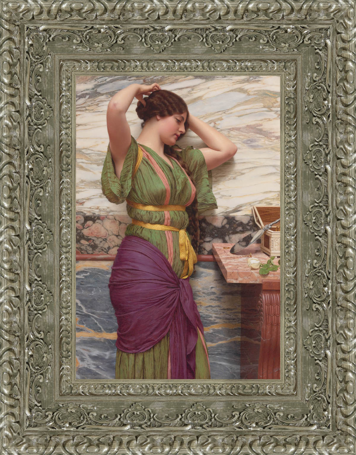 A Fair Reflection by John William Godward — Framed Giclee Canvas Print | Canvas Classics