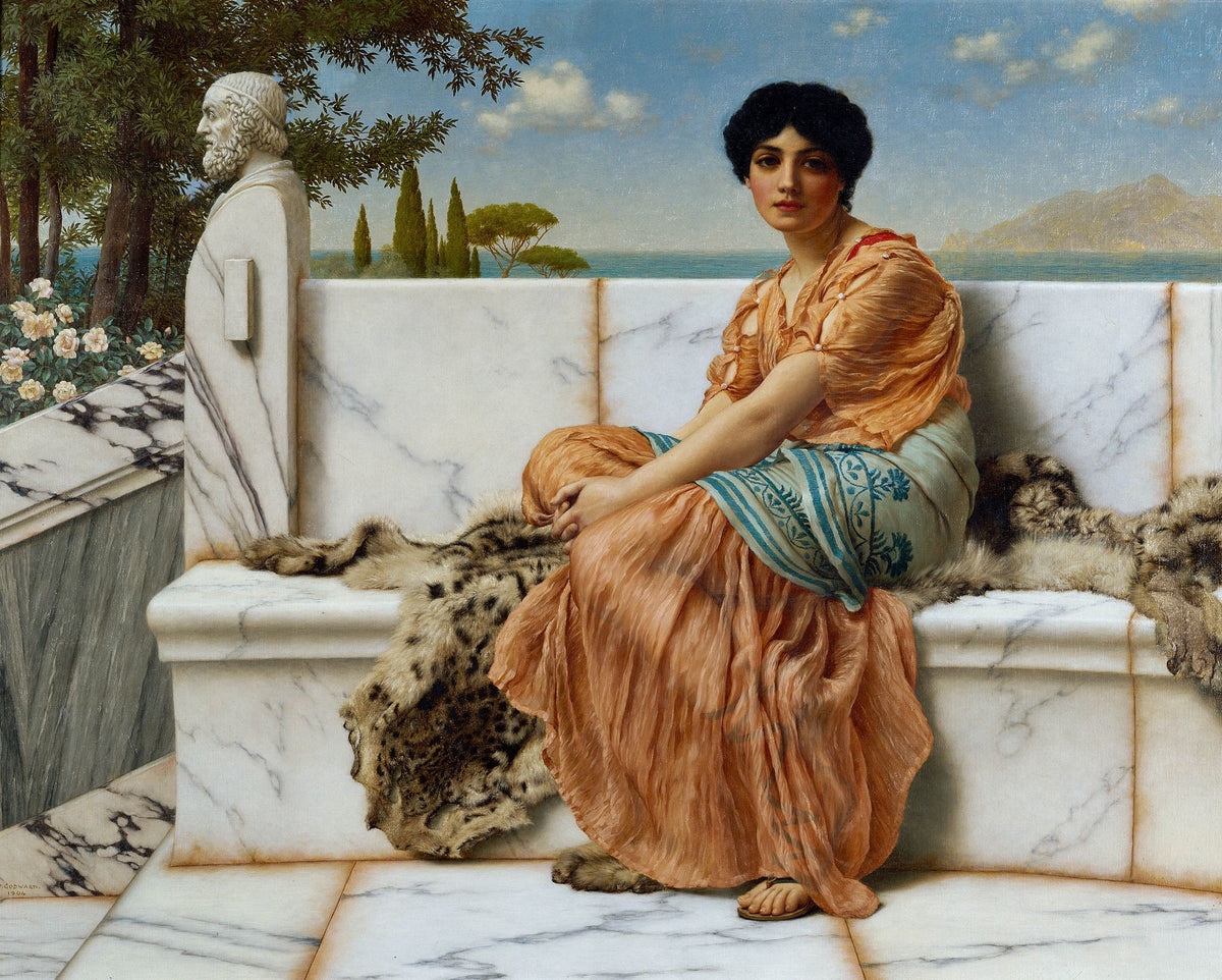 In The Days Of Sappho – John William Godward, 1904, framed