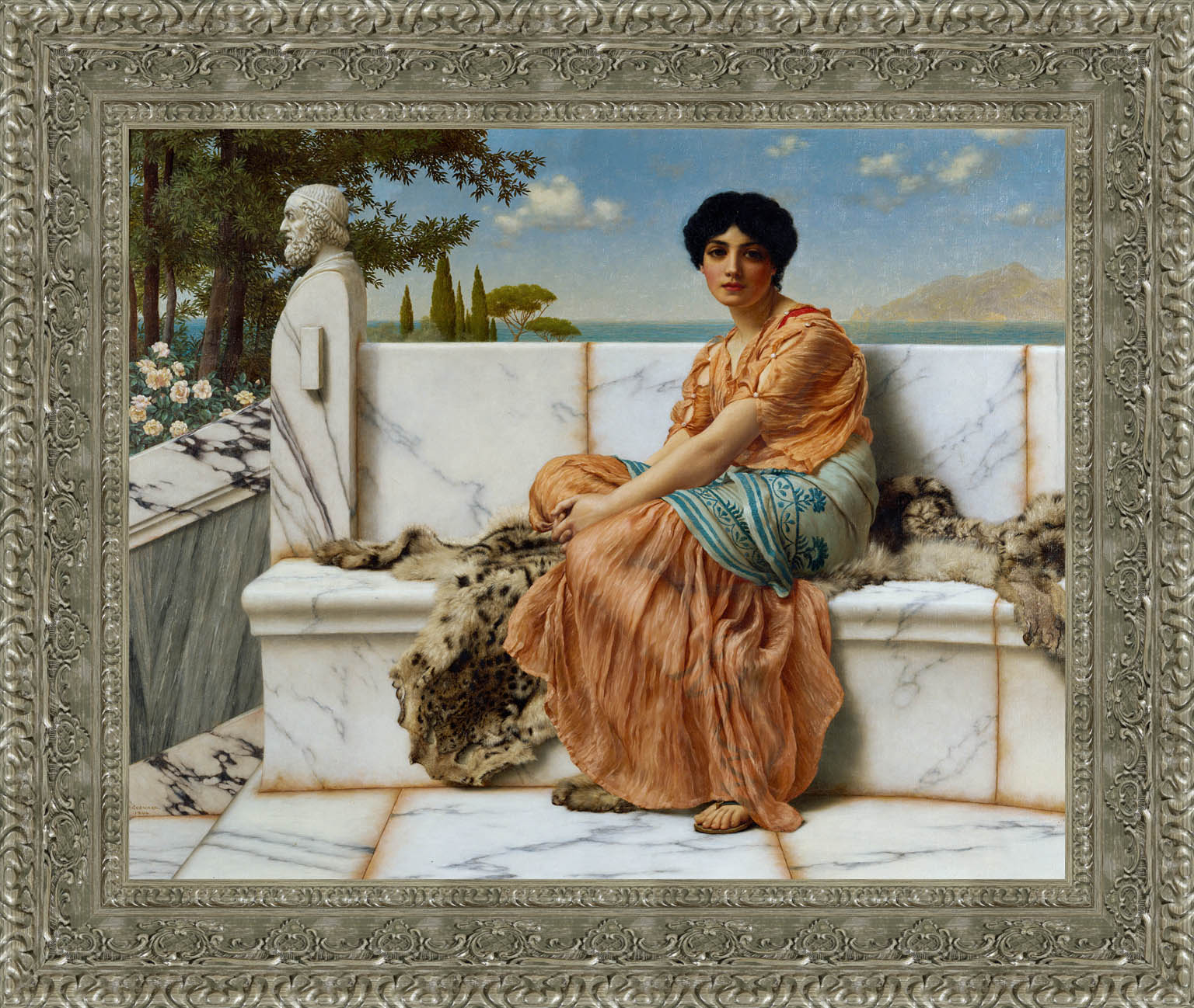 In The Days Of Sappho by John William Godward — Framed Giclee Canvas Print | Canvas Classics