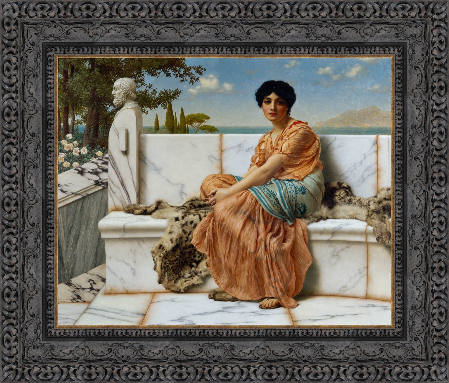 In The Days Of Sappho by John William Godward — Framed Giclee Canvas Print | Canvas Classics