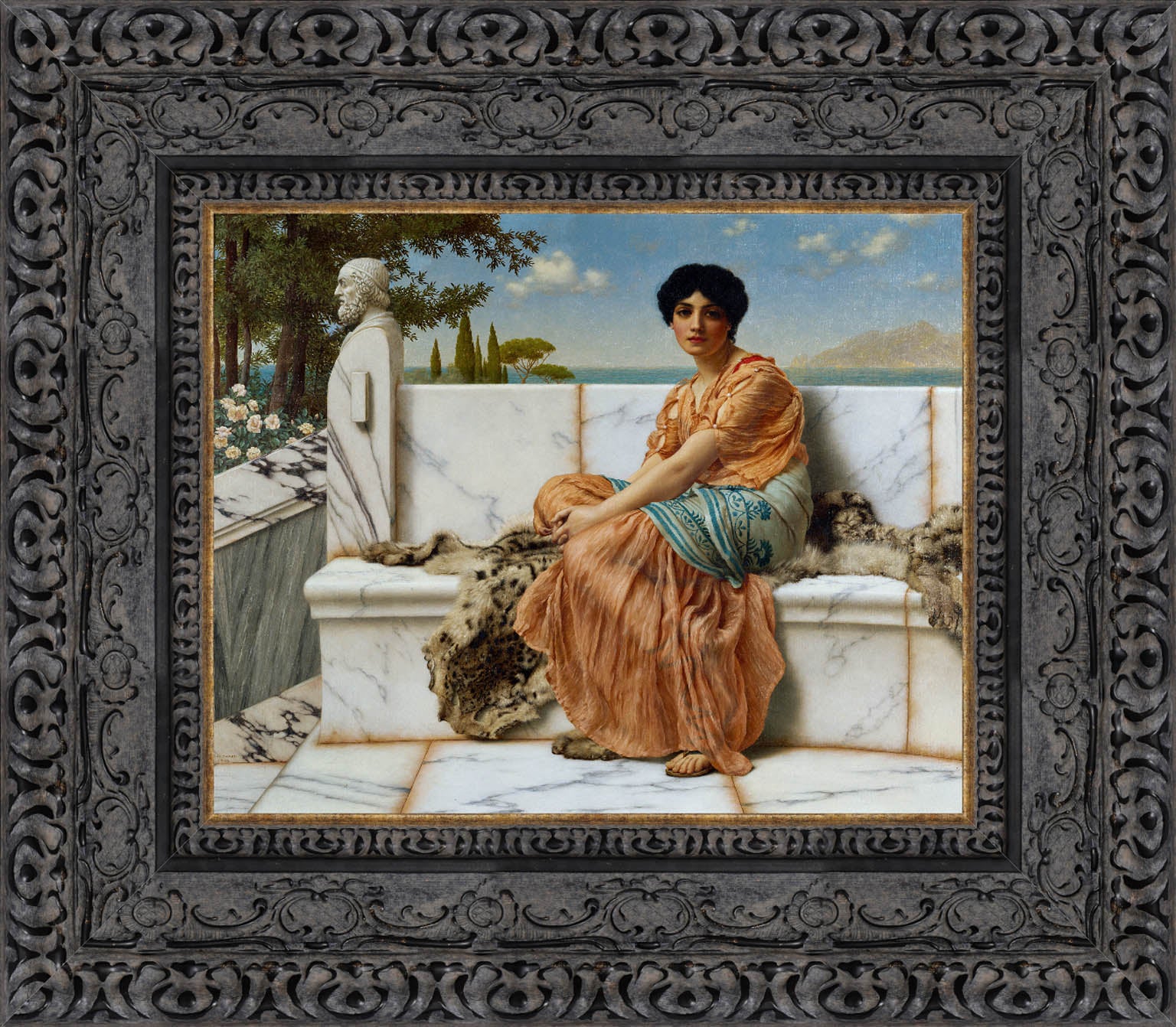 In The Days Of Sappho by John William Godward — Framed Giclee Canvas Print | Canvas Classics
