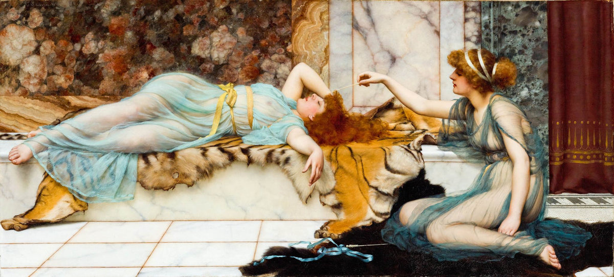 Mischief And Repose – John William Godward, 1895, framed