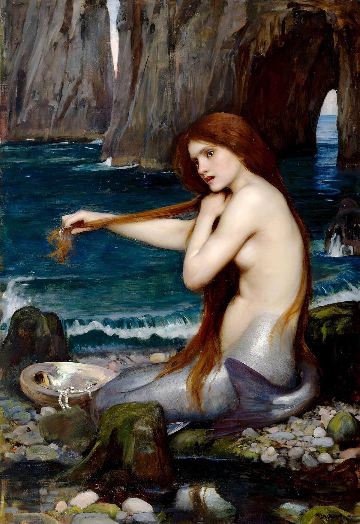 A Mermaid – John William Waterhouse, 1900, framed