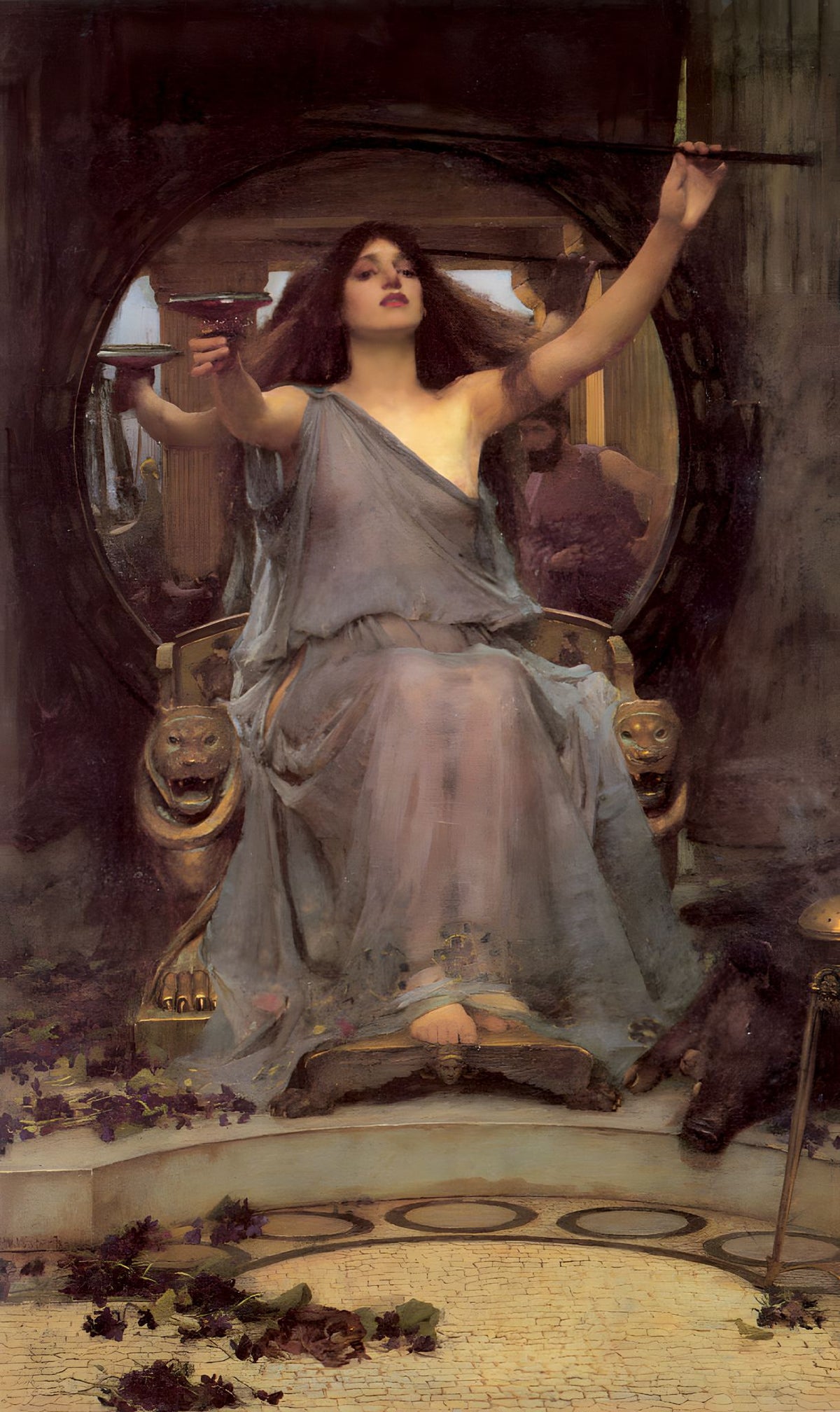 Circe Offering the Cup to Odysseus – John William Waterhouse, 1891, framed