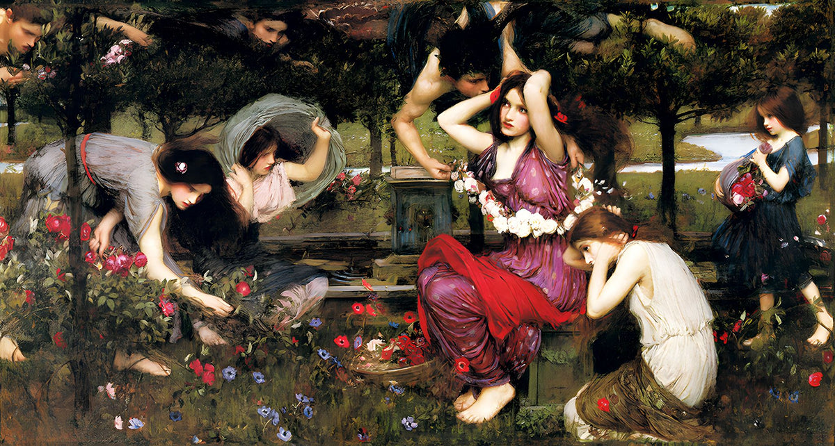 Flora and the Zephyrs – John William Waterhouse, 1898, framed