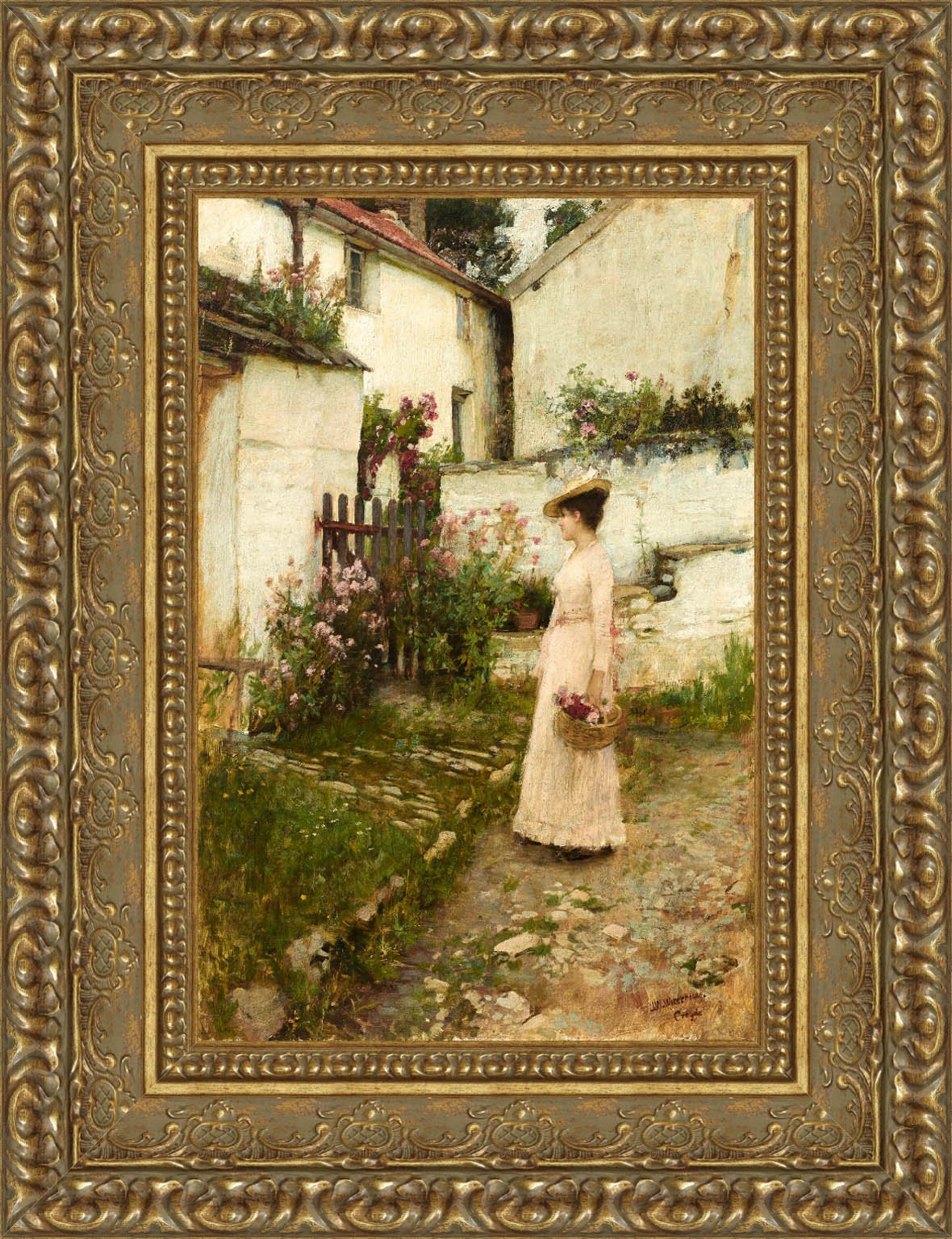 Gathering Flowers In A Devonshire Garden – John William Waterhouse, 1892 - Canvas Classics