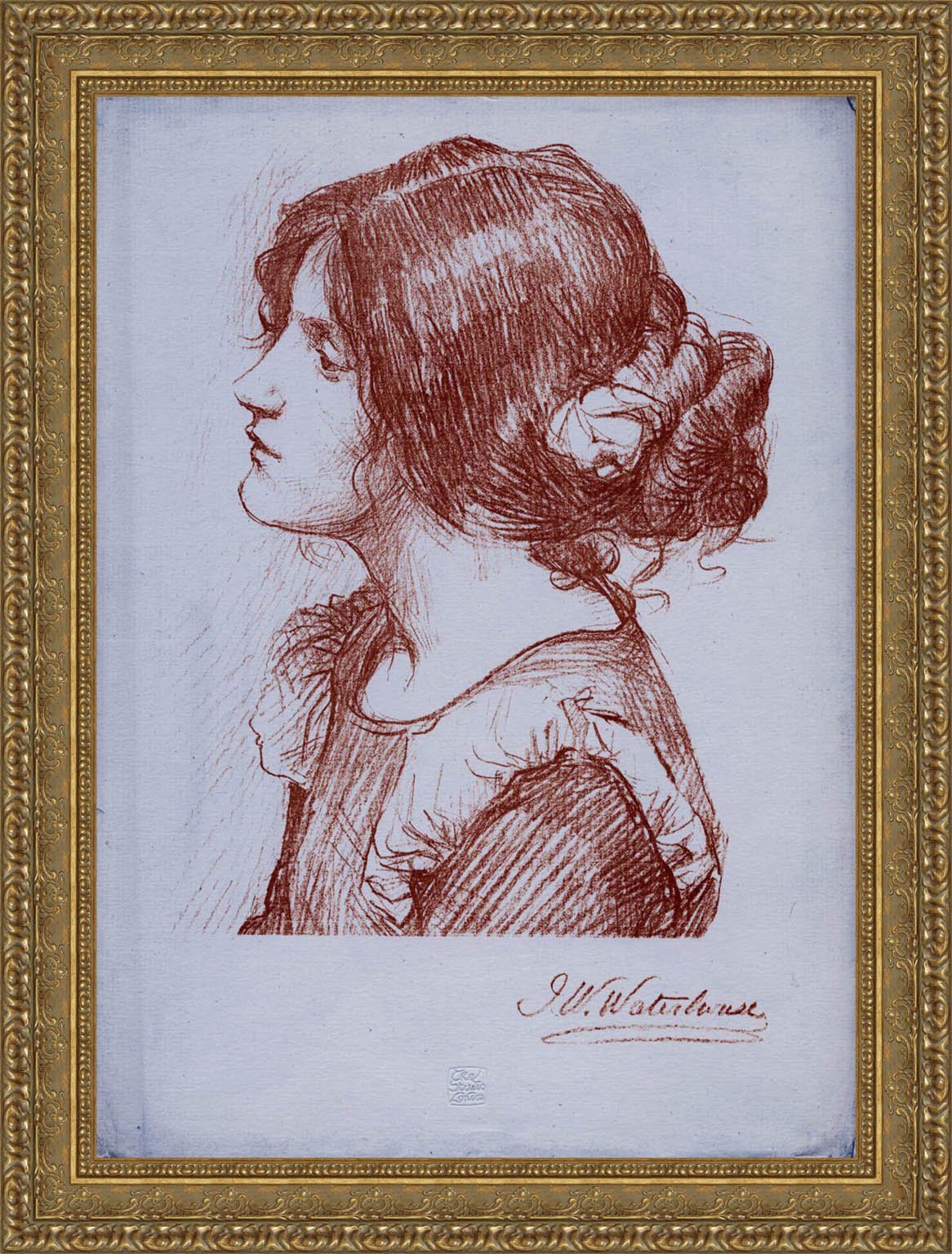 Head Of A Woman by John William Waterhouse — Framed Giclee Canvas Print | Canvas Classics