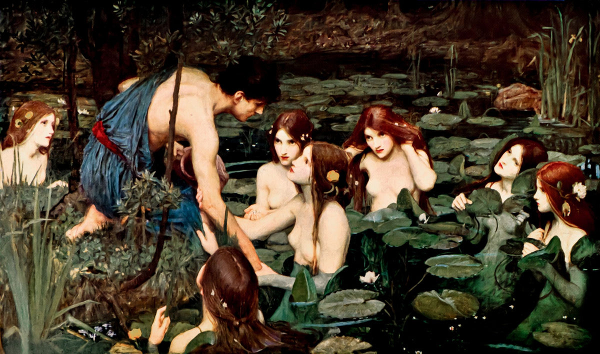 Hylas and the Nymphs – John William Waterhouse, 1896, framed