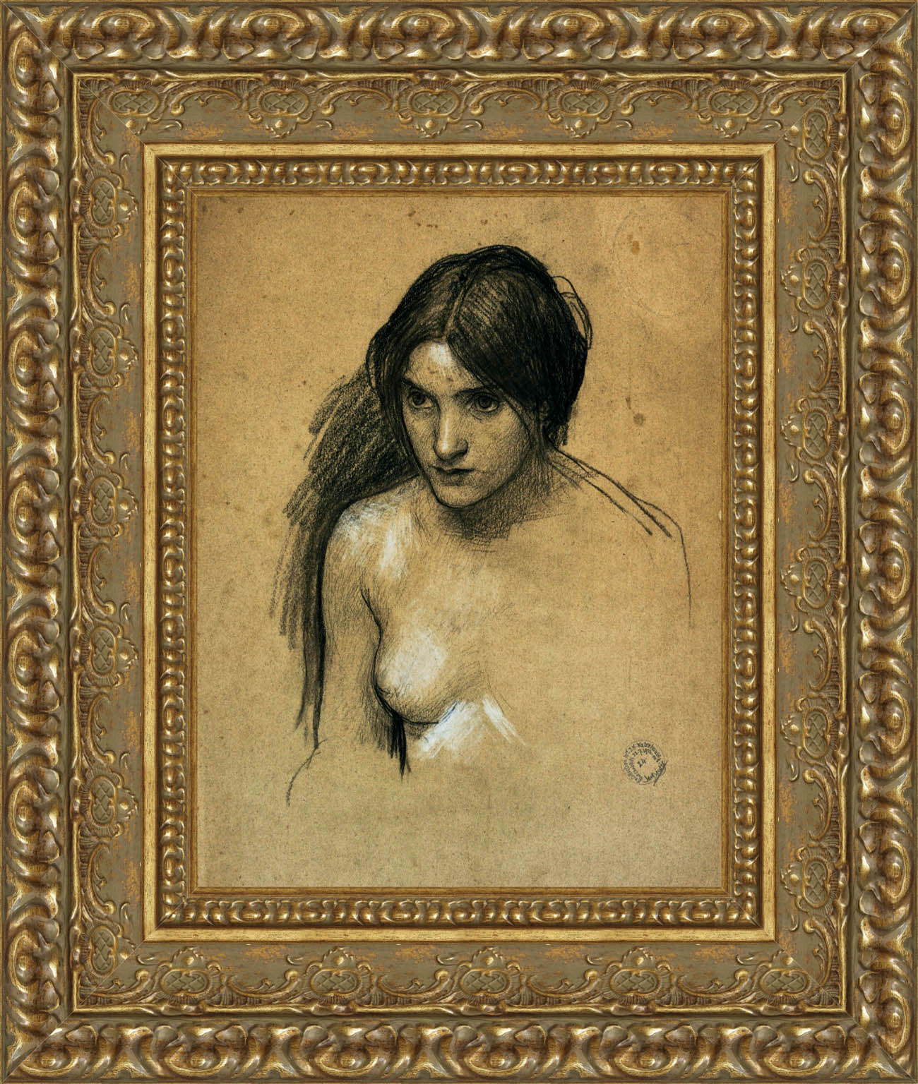 Hylas And The Nymphs Study – John William Waterhouse, c. 1896 – Small Gold Framed Canvas