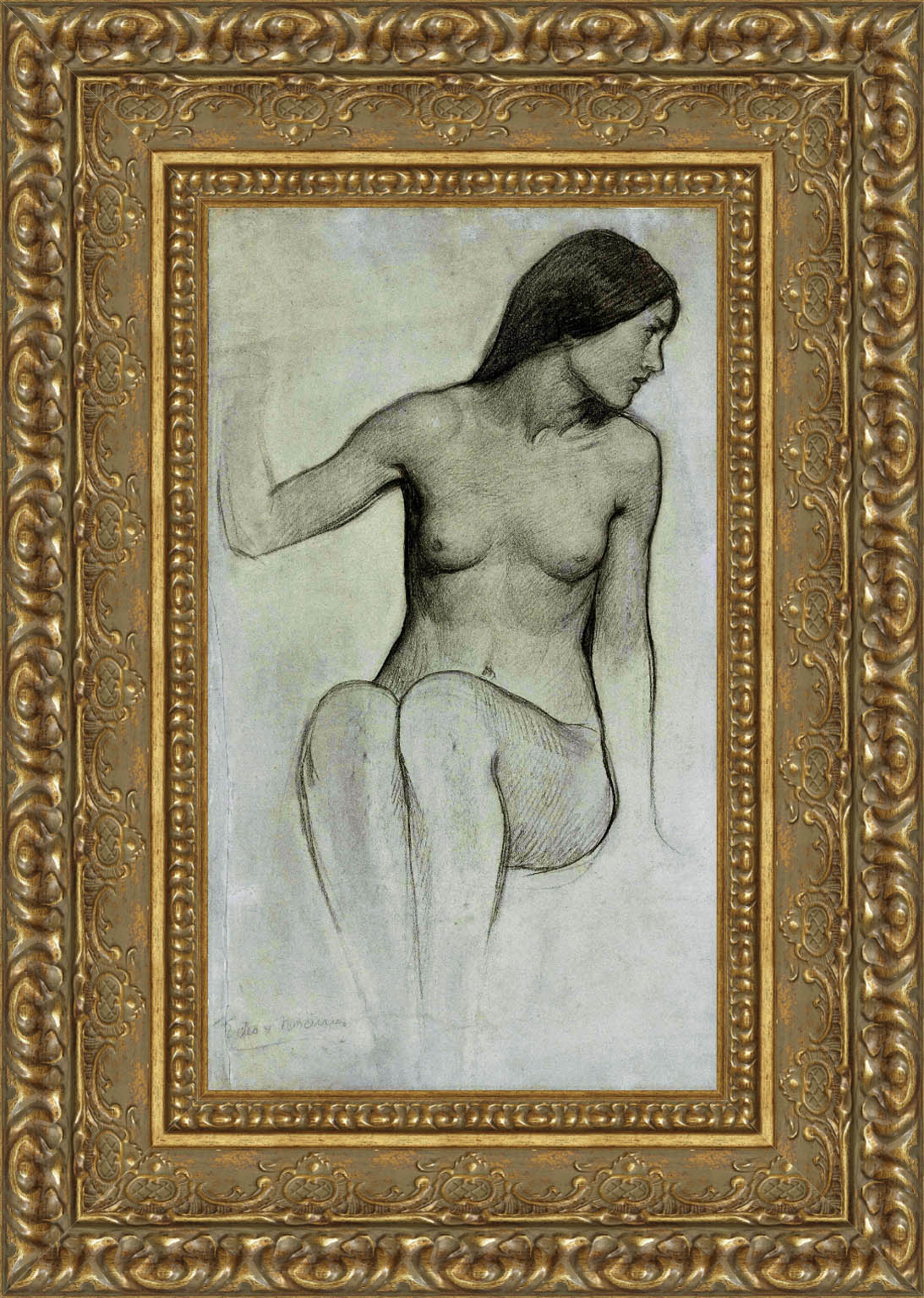 Study Echo – John William Waterhouse, 1903 – Small Gold Framed Canvas