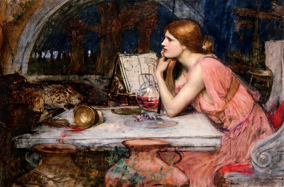 The Sorceress – John William Waterhouse, c. 1911–1915, framed