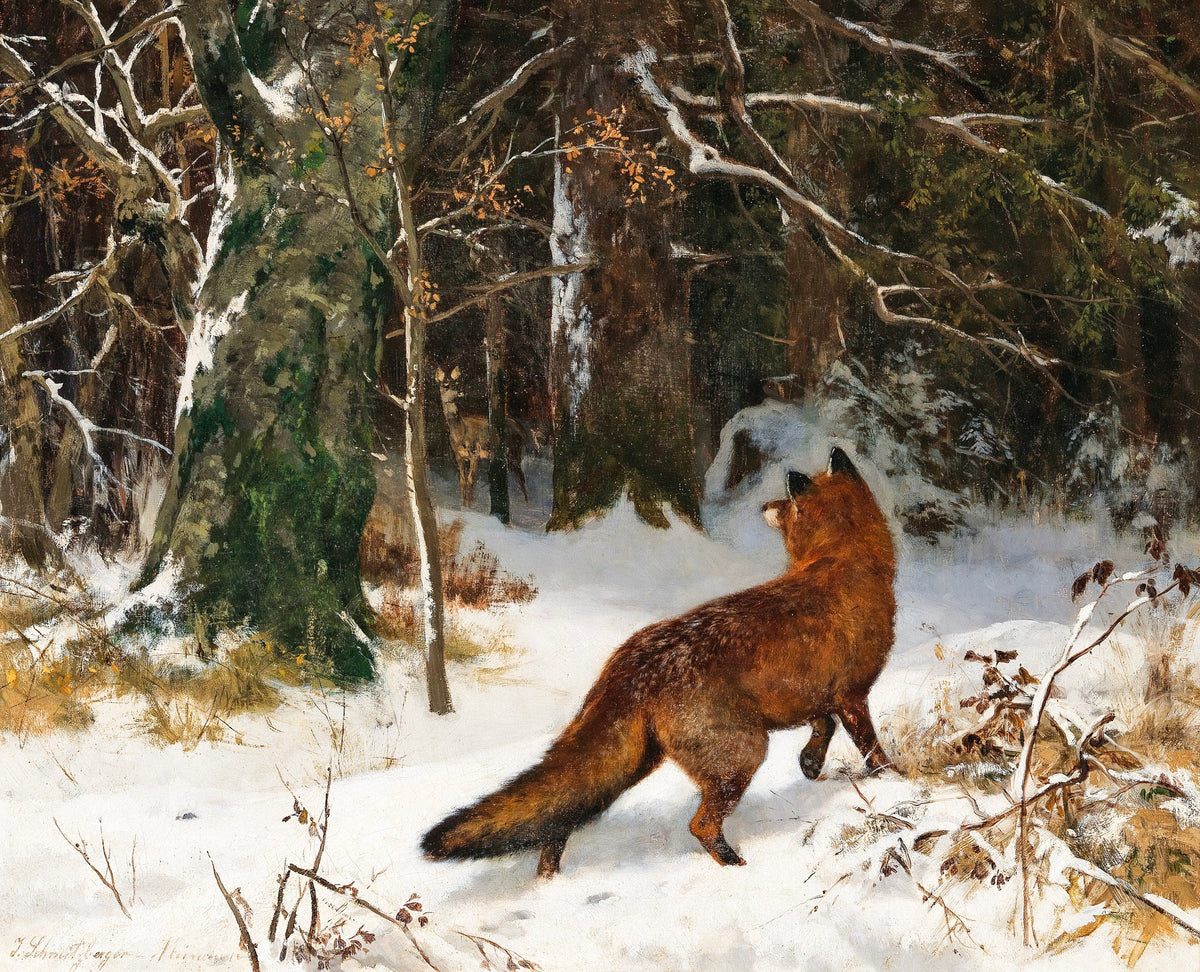 Winter Encounter – Josef Schmitzberger, 1900, framed